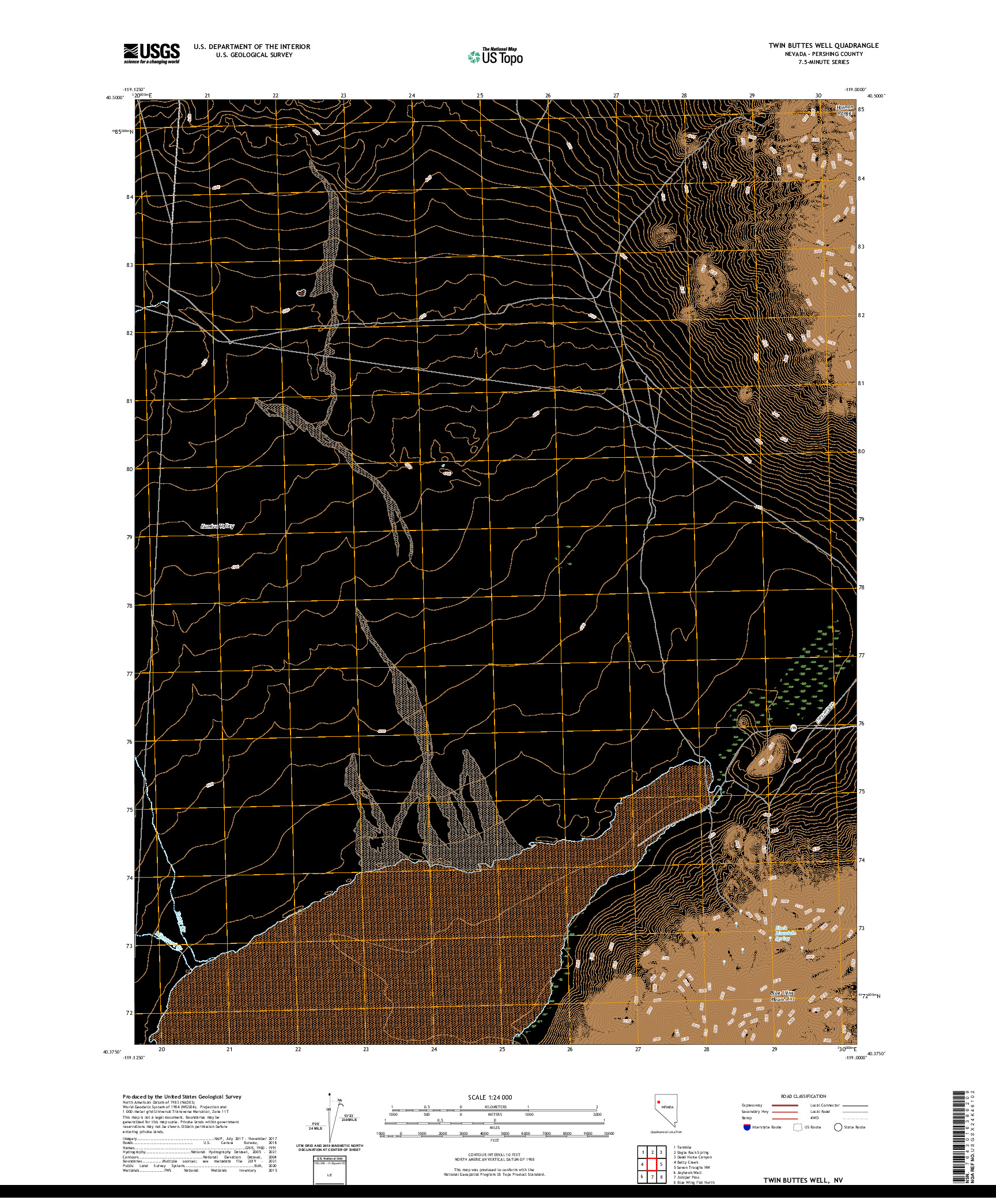 US TOPO 7.5-MINUTE MAP FOR TWIN BUTTES WELL, NV