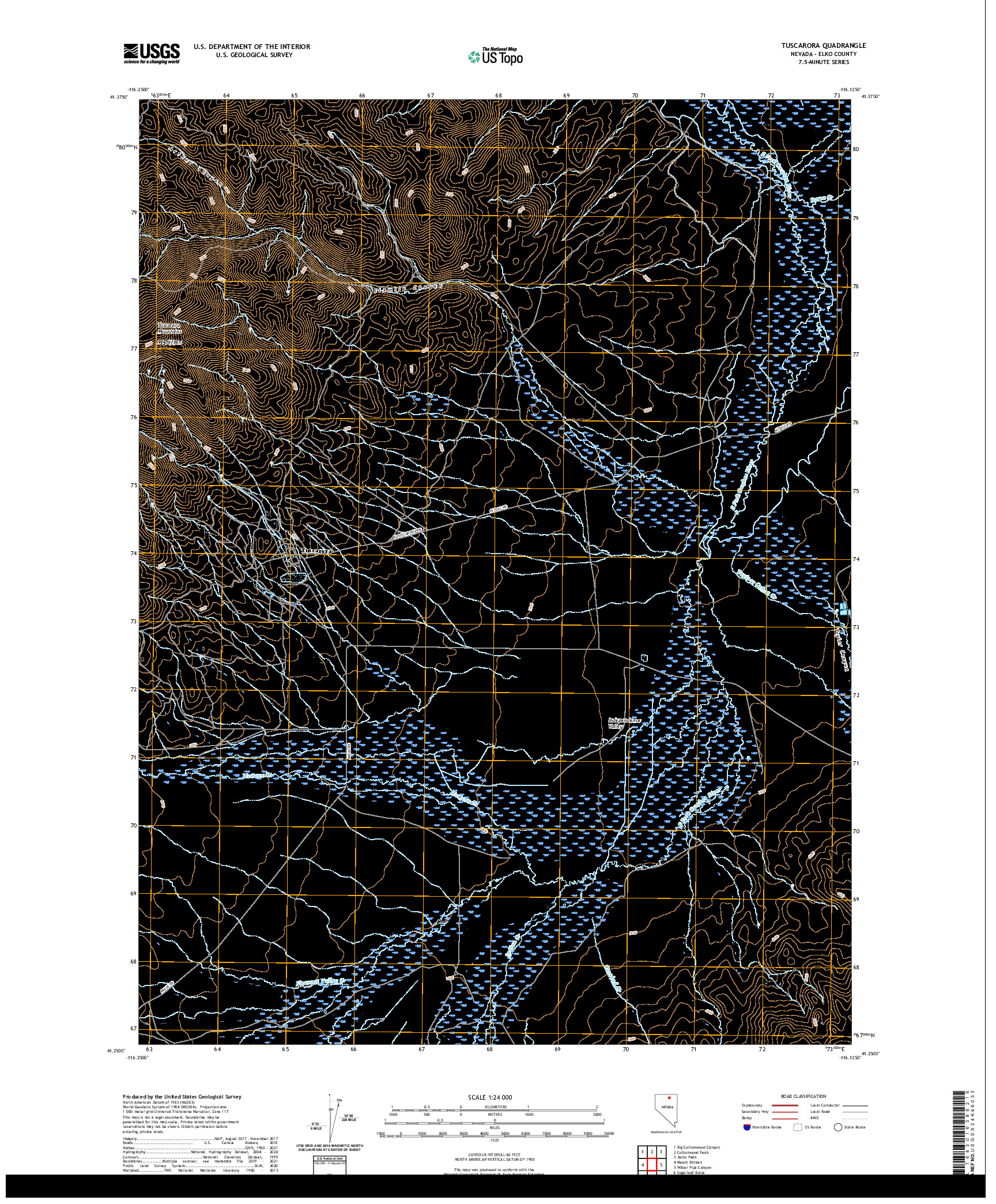 US TOPO 7.5-MINUTE MAP FOR TUSCARORA, NV