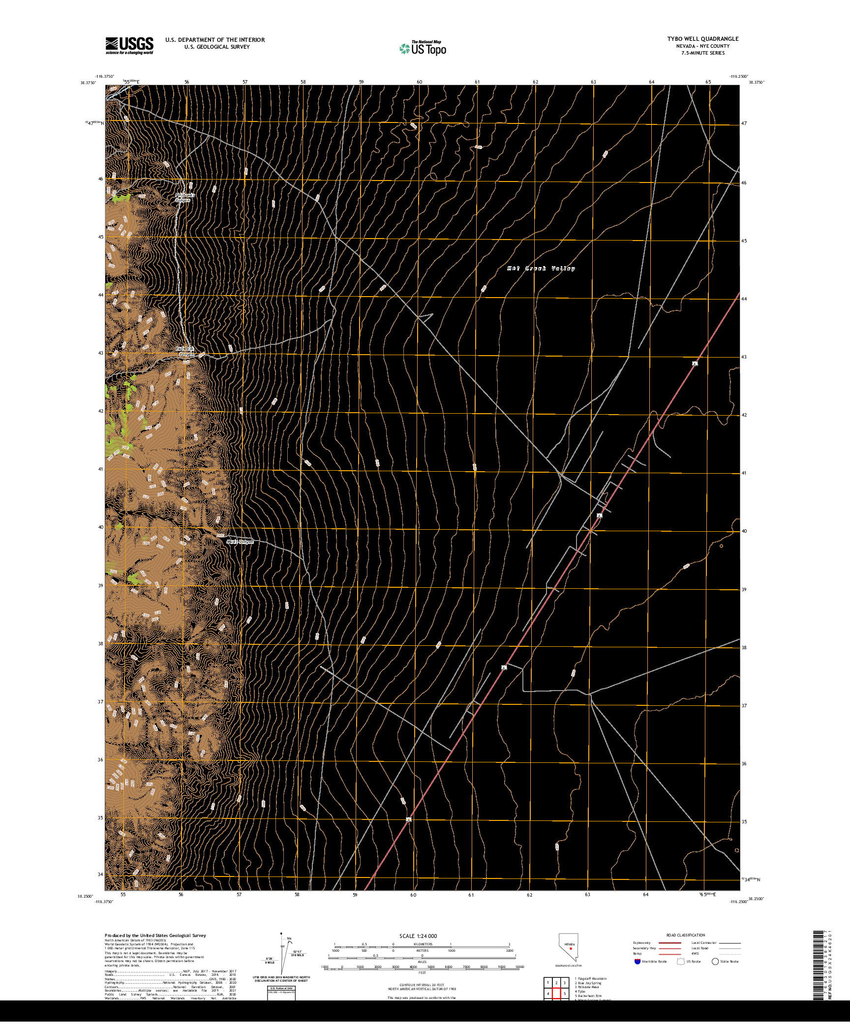 US TOPO 7.5-MINUTE MAP FOR TYBO WELL, NV