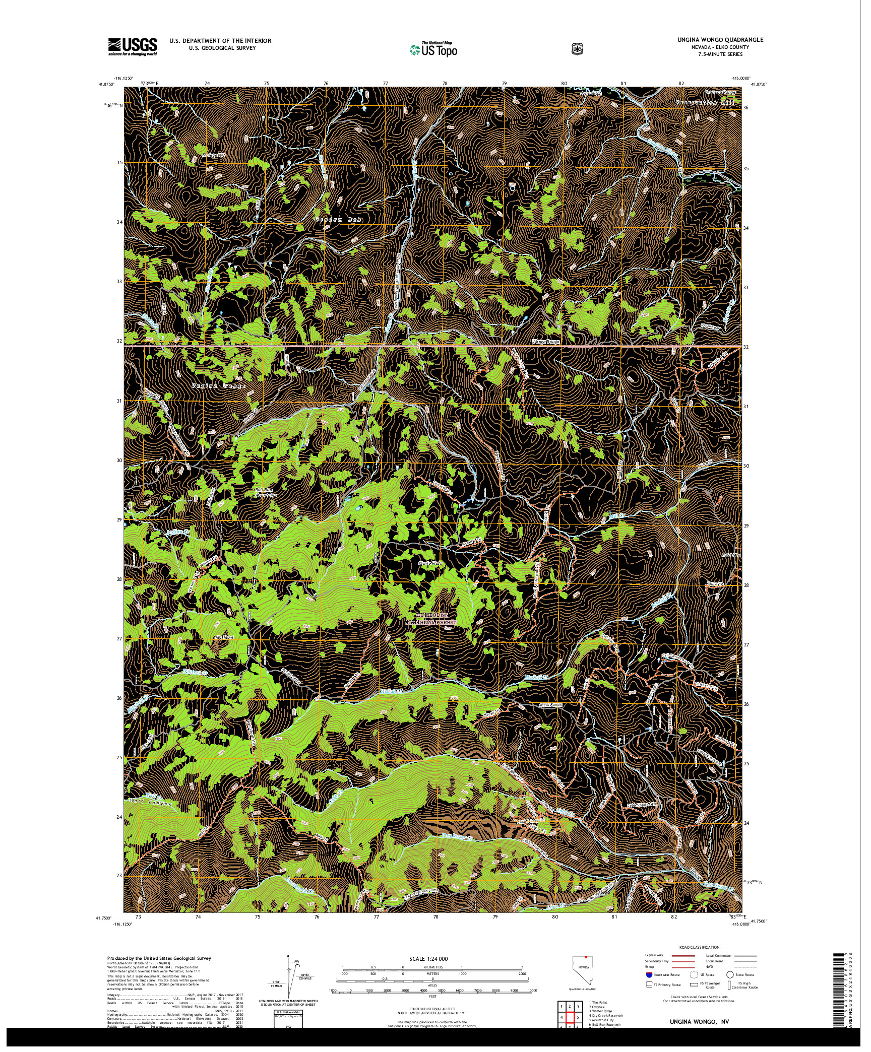 US TOPO 7.5-MINUTE MAP FOR UNGINA WONGO, NV