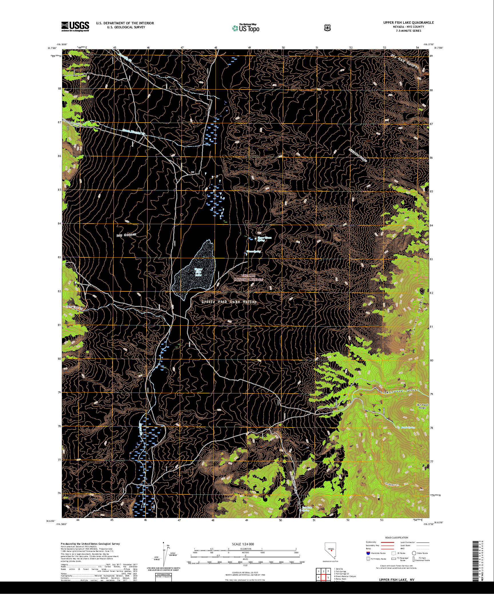 US TOPO 7.5-MINUTE MAP FOR UPPER FISH LAKE, NV