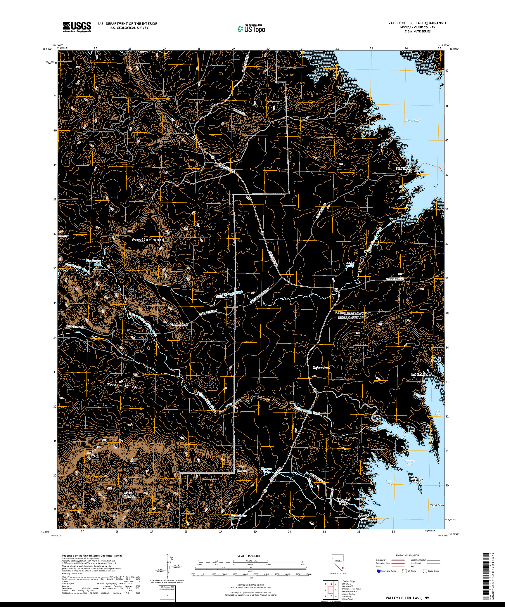 US TOPO 7.5-MINUTE MAP FOR VALLEY OF FIRE EAST, NV