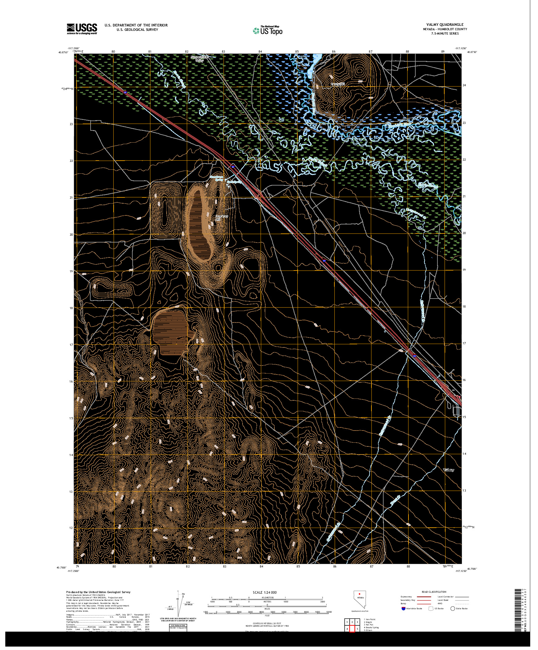 US TOPO 7.5-MINUTE MAP FOR VALMY, NV