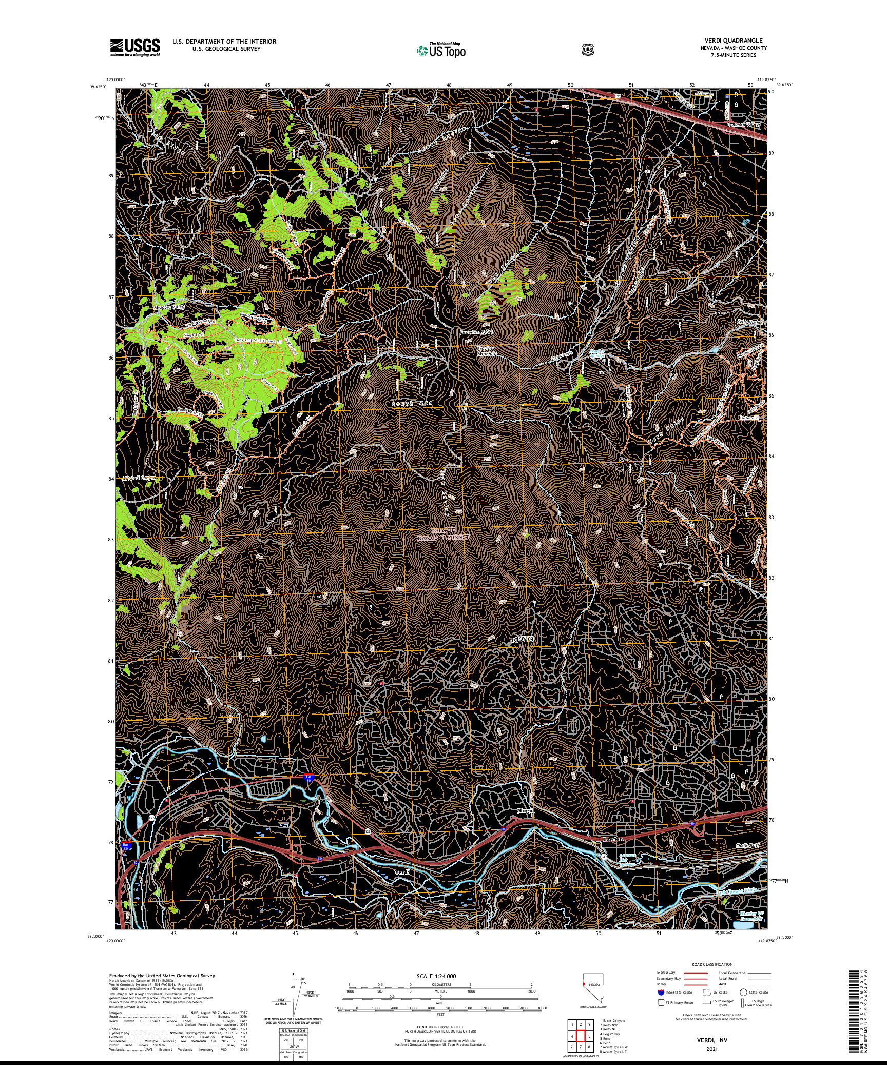 US TOPO 7.5-MINUTE MAP FOR VERDI, NV