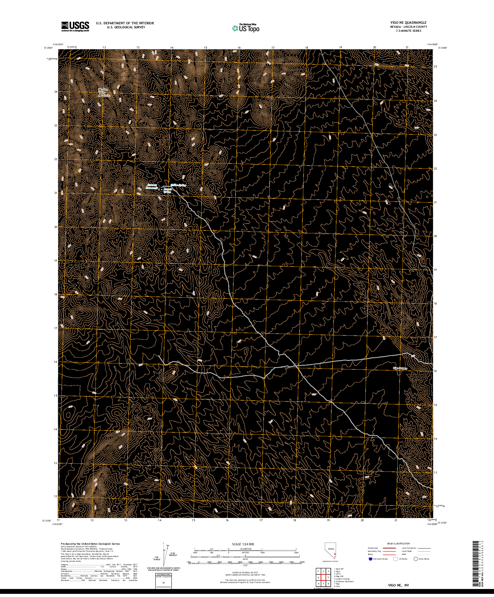 US TOPO 7.5-MINUTE MAP FOR VIGO NE, NV