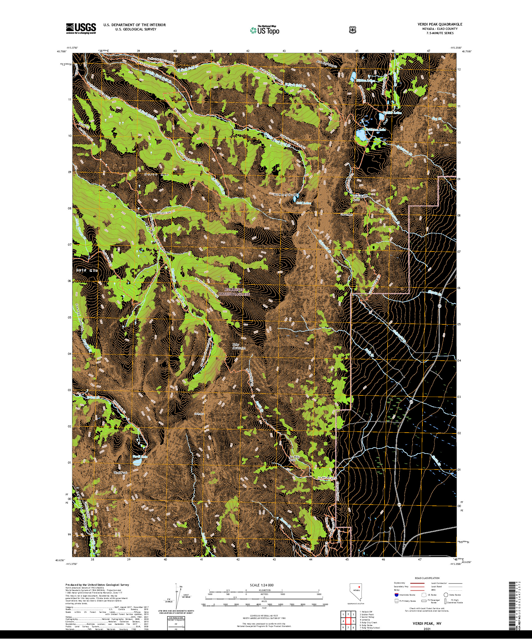 US TOPO 7.5-MINUTE MAP FOR VERDI PEAK, NV