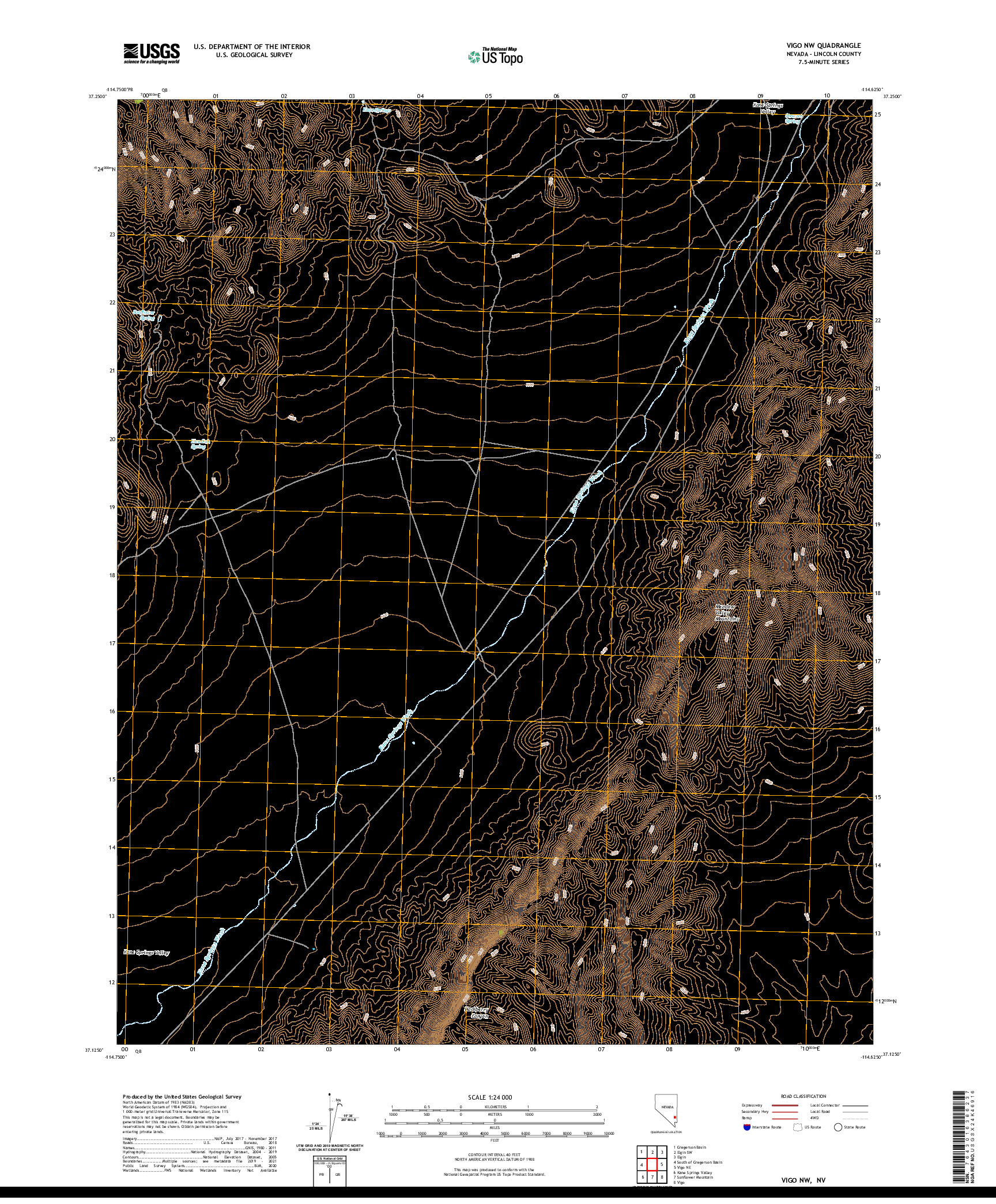 US TOPO 7.5-MINUTE MAP FOR VIGO NW, NV