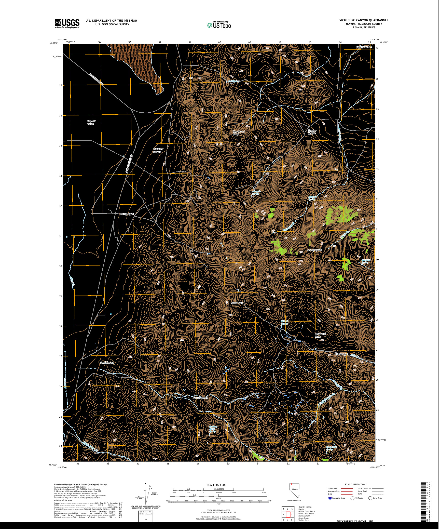 US TOPO 7.5-MINUTE MAP FOR VICKSBURG CANYON, NV