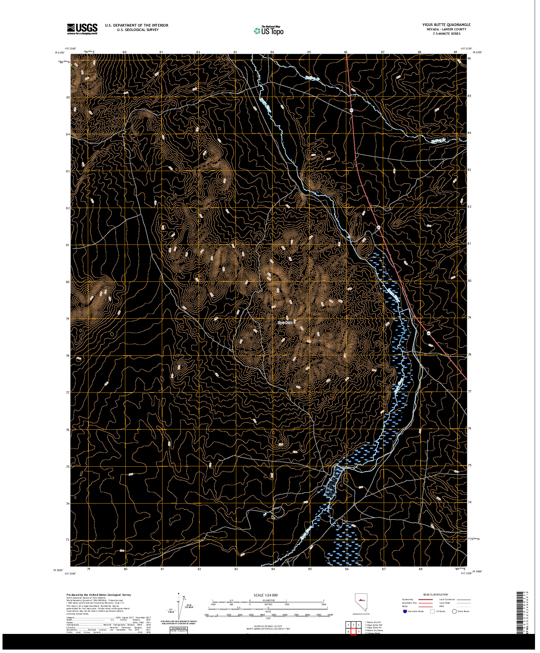 US TOPO 7.5-MINUTE MAP FOR VIGUS BUTTE, NV