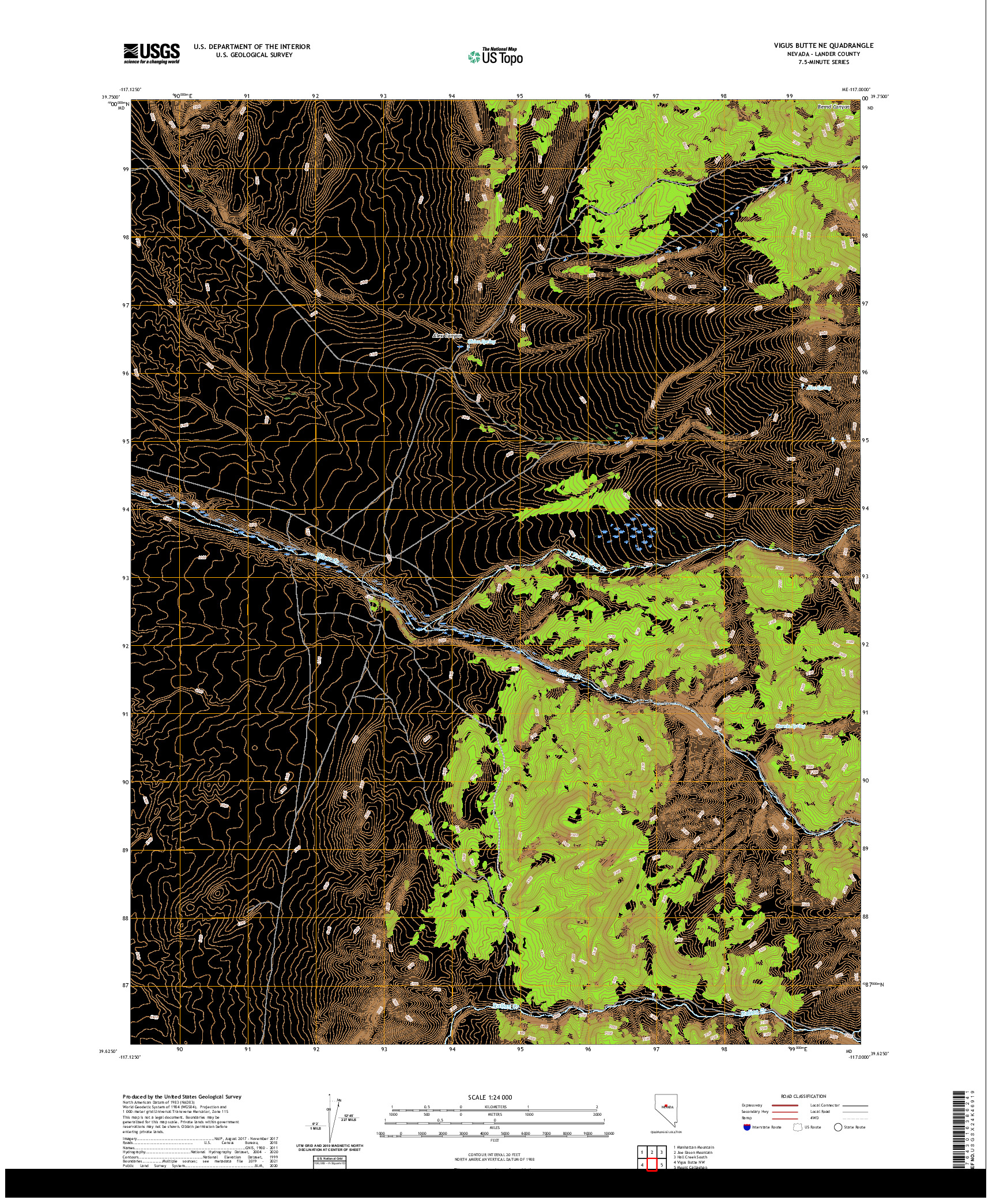 US TOPO 7.5-MINUTE MAP FOR VIGUS BUTTE NE, NV