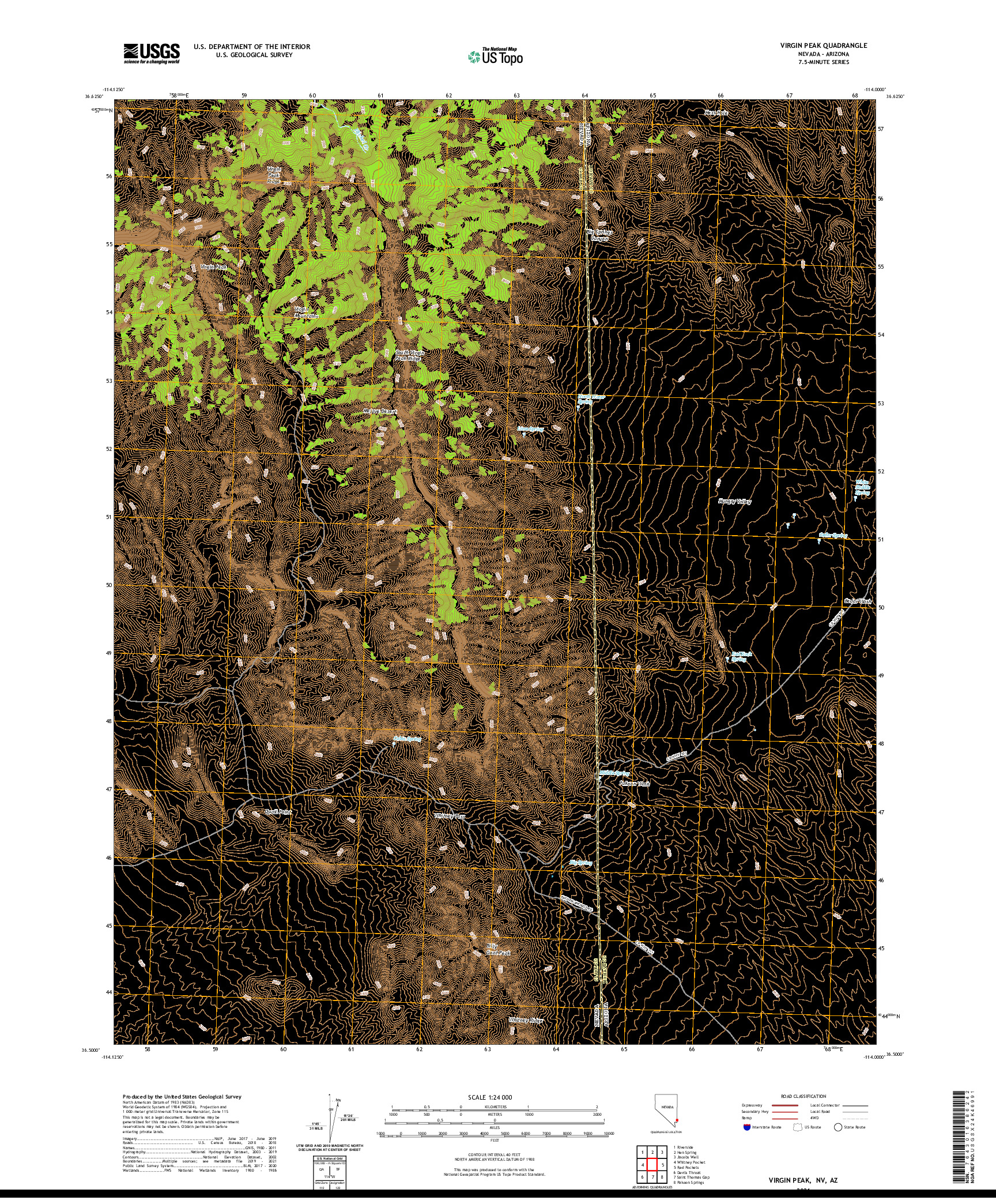 US TOPO 7.5-MINUTE MAP FOR VIRGIN PEAK, NV,AZ