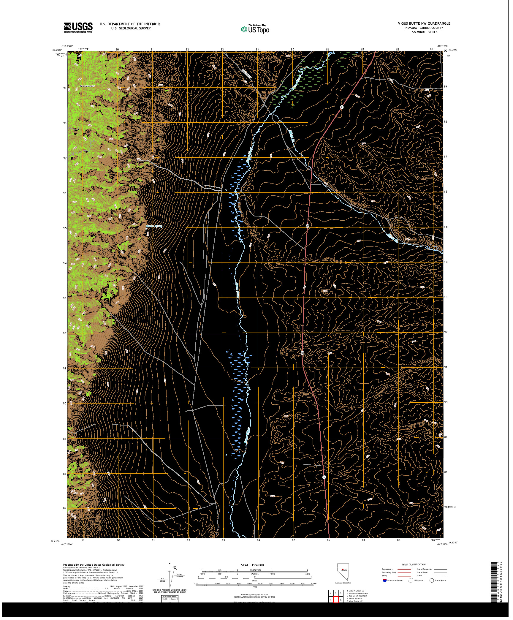 US TOPO 7.5-MINUTE MAP FOR VIGUS BUTTE NW, NV