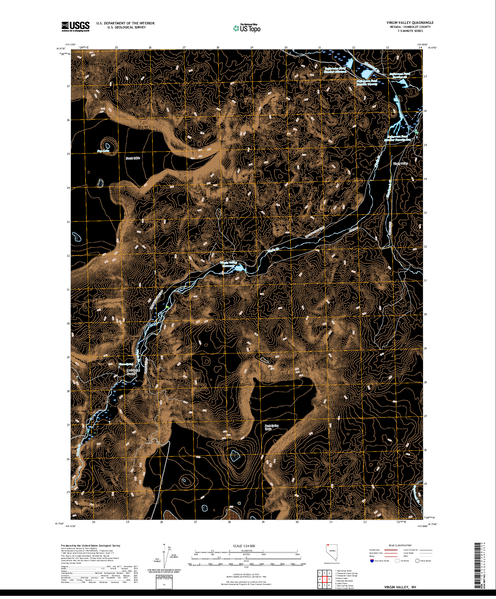 US TOPO 7.5-MINUTE MAP FOR VIRGIN VALLEY, NV