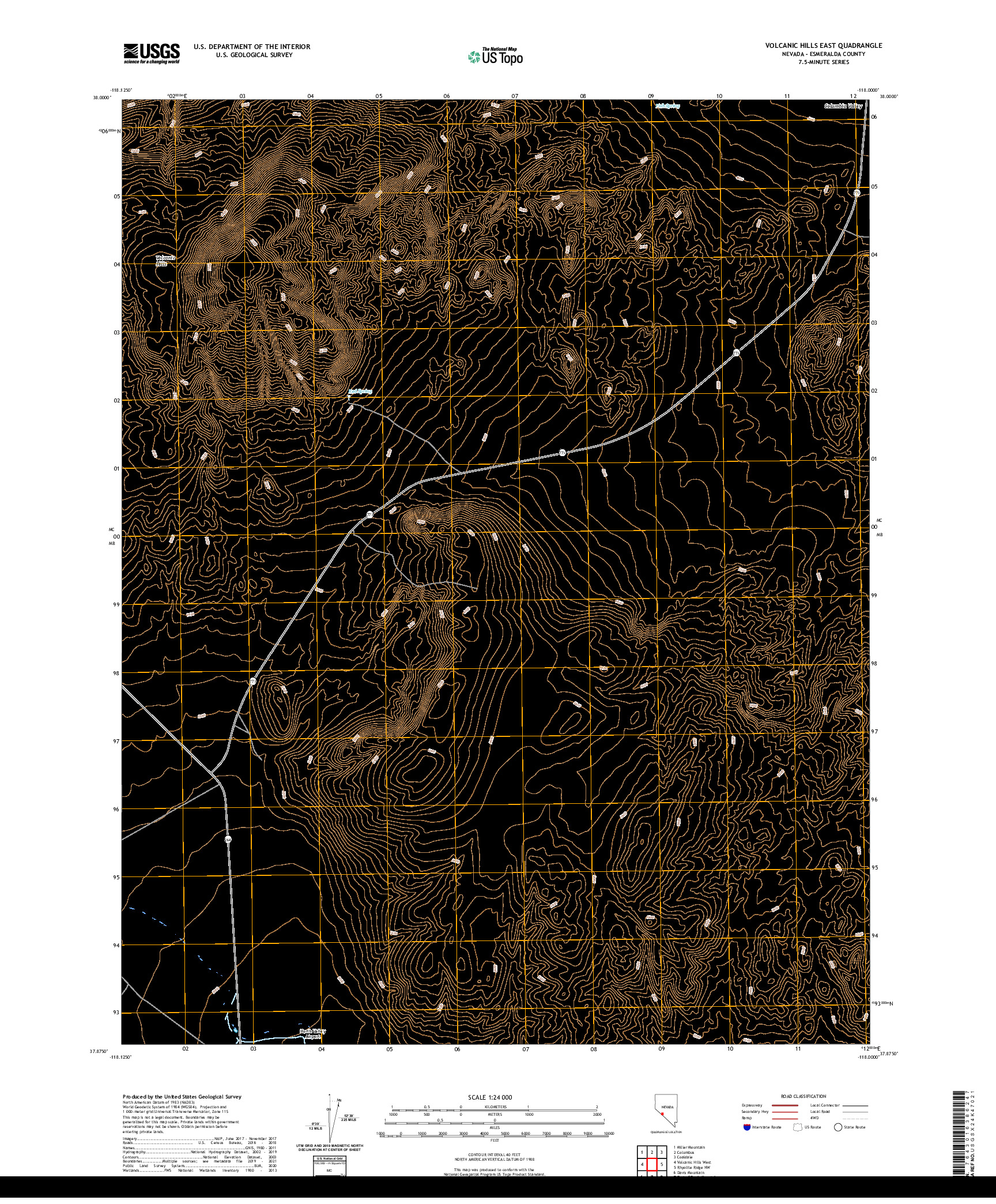 US TOPO 7.5-MINUTE MAP FOR VOLCANIC HILLS EAST, NV