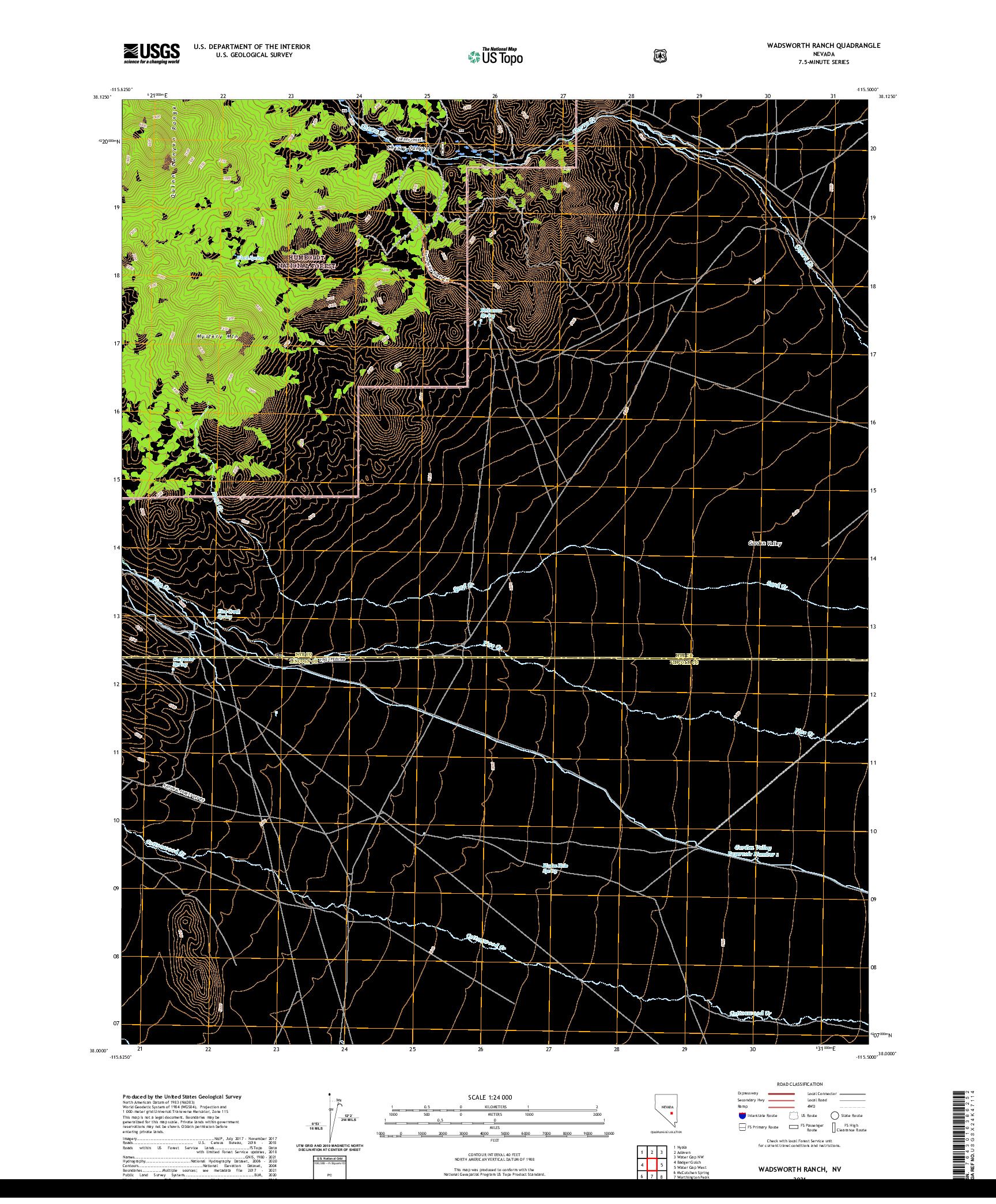 US TOPO 7.5-MINUTE MAP FOR WADSWORTH RANCH, NV