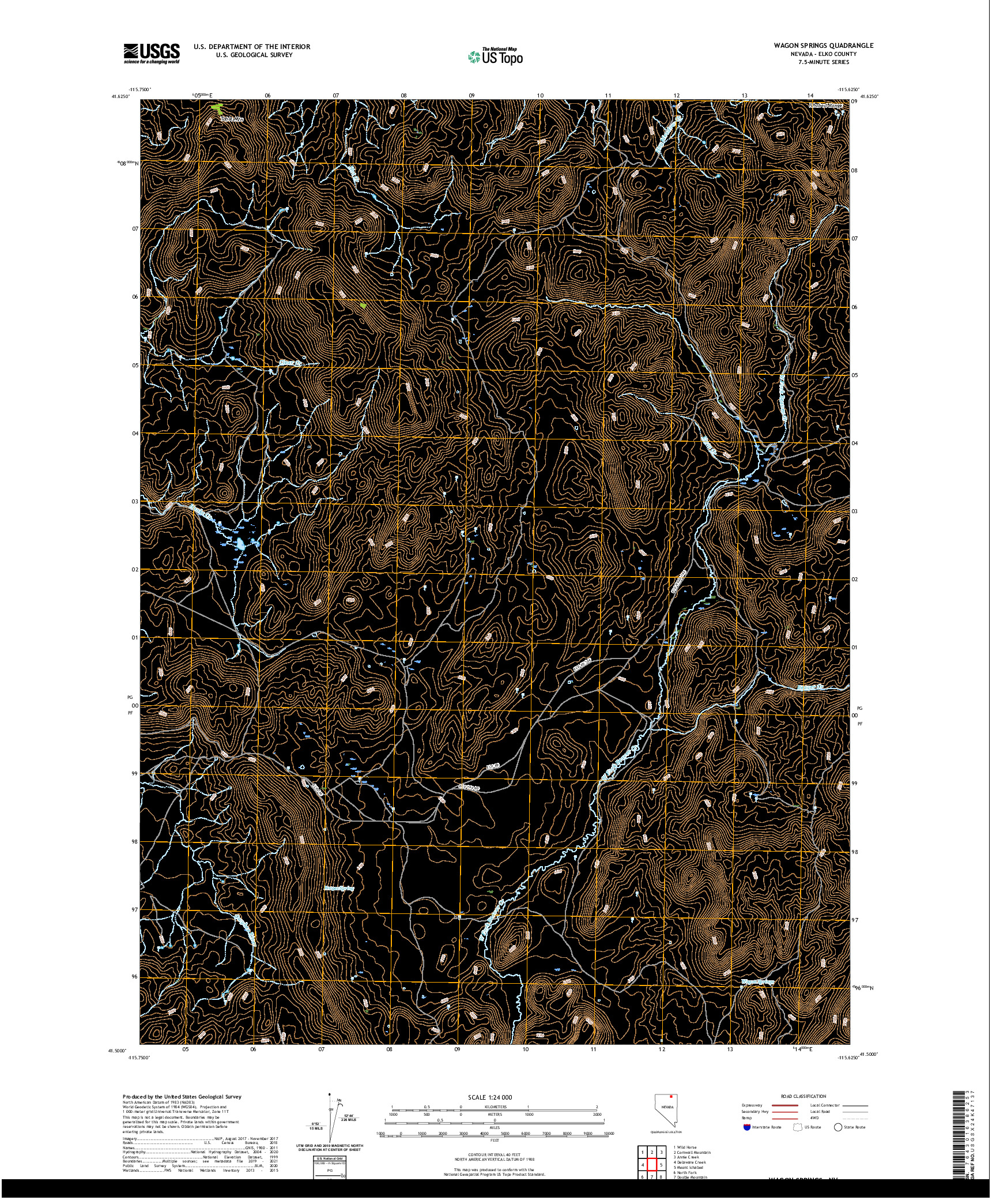 US TOPO 7.5-MINUTE MAP FOR WAGON SPRINGS, NV