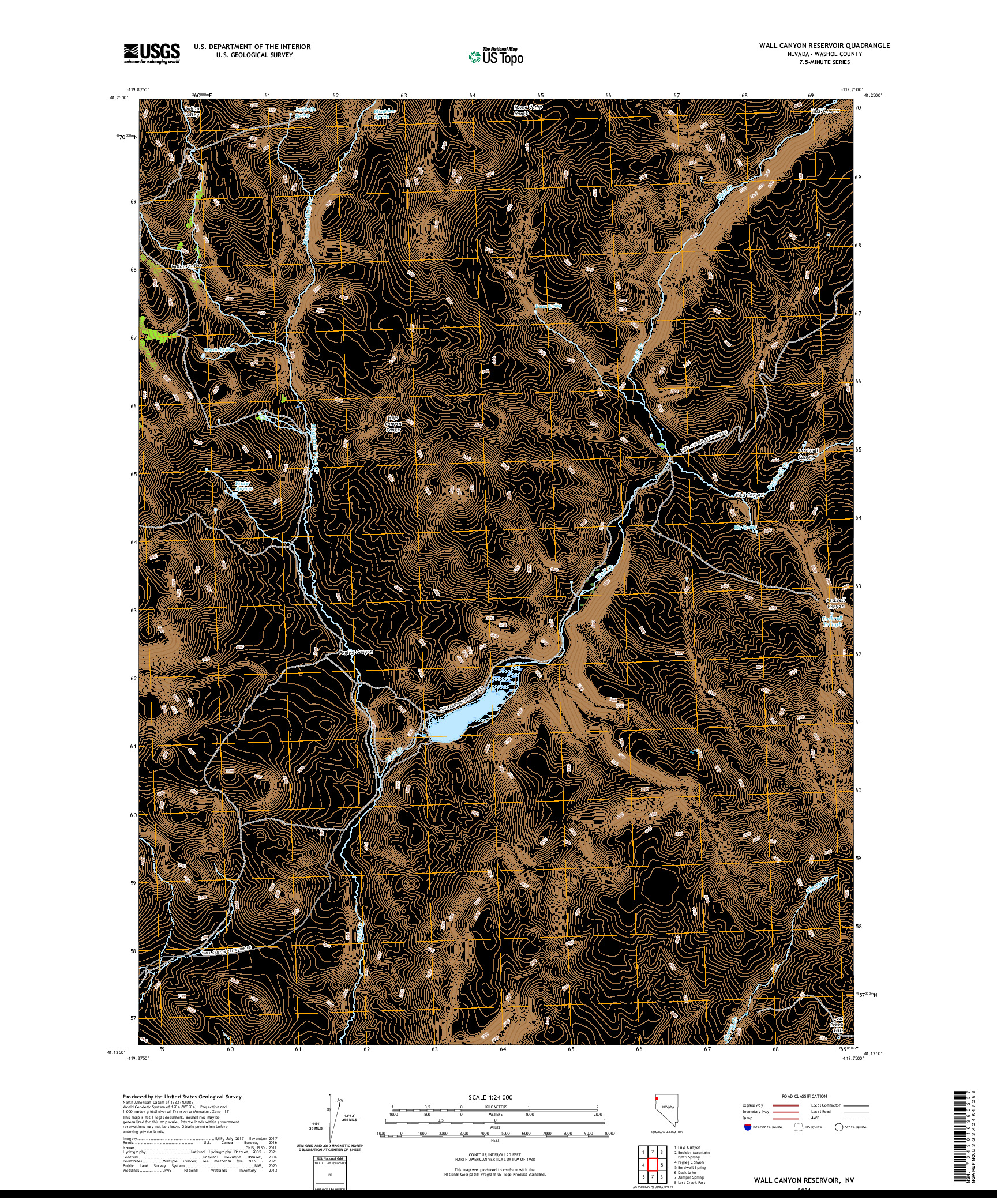US TOPO 7.5-MINUTE MAP FOR WALL CANYON RESERVOIR, NV