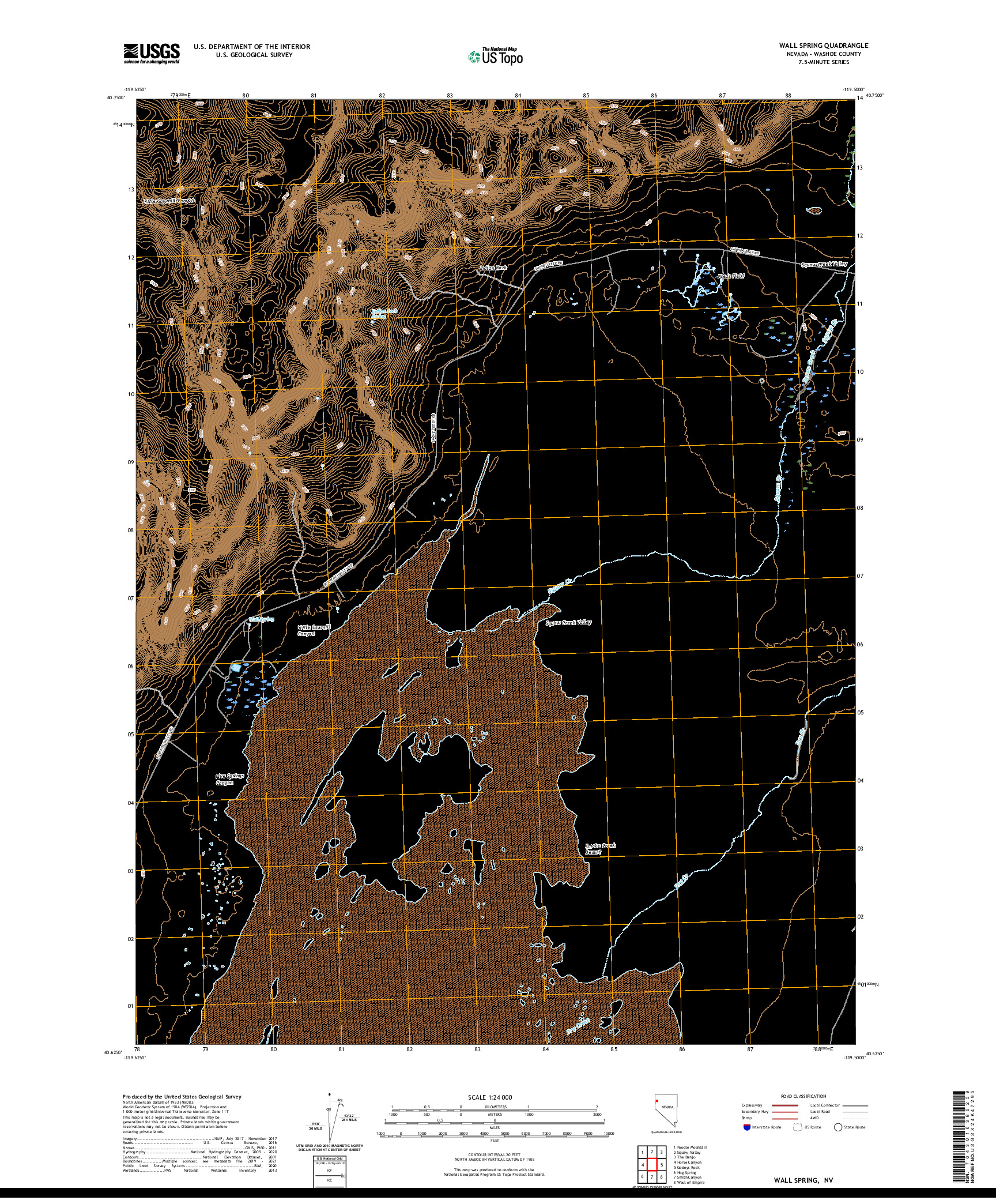 US TOPO 7.5-MINUTE MAP FOR WALL SPRING, NV