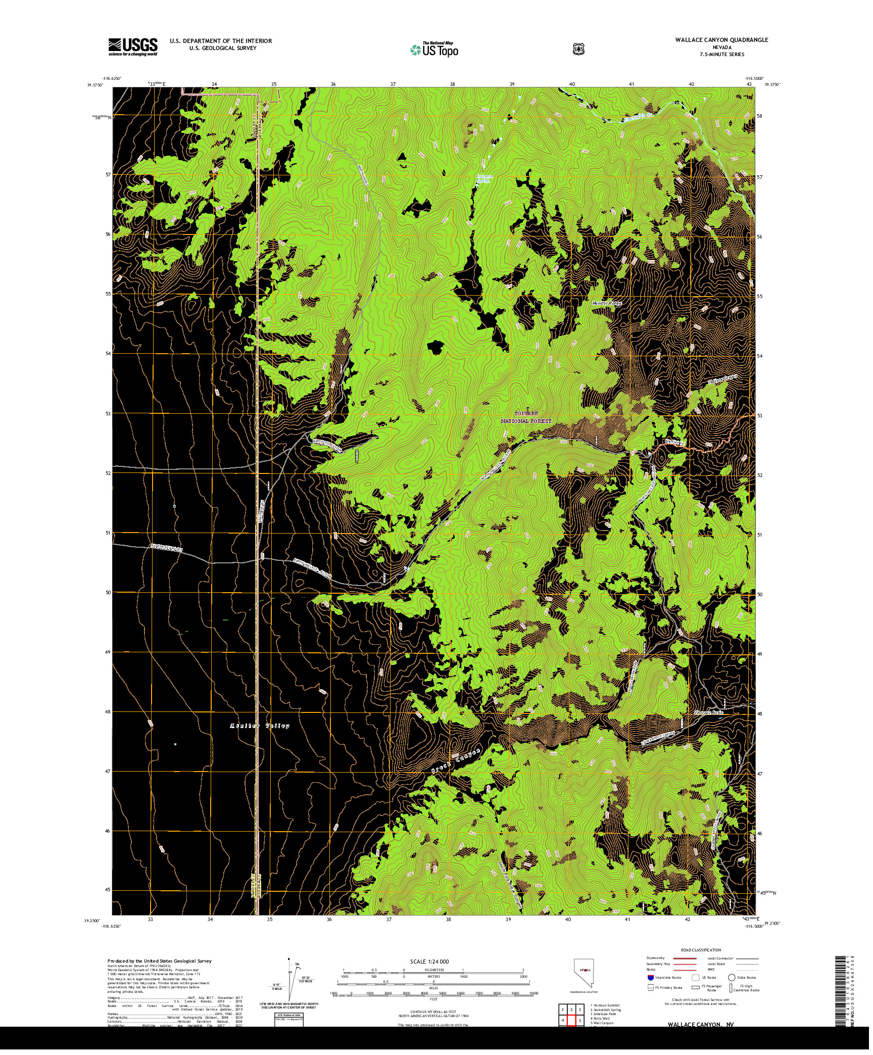 US TOPO 7.5-MINUTE MAP FOR WALLACE CANYON, NV