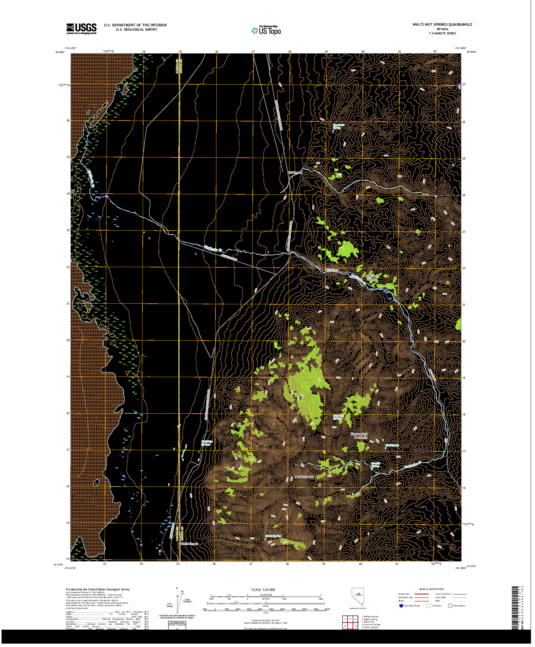 US TOPO 7.5-MINUTE MAP FOR WALTI HOT SPRINGS, NV