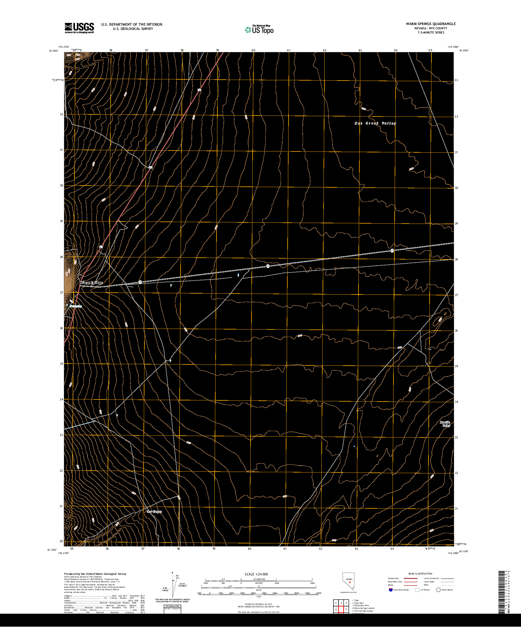 US TOPO 7.5-MINUTE MAP FOR WARM SPRINGS, NV