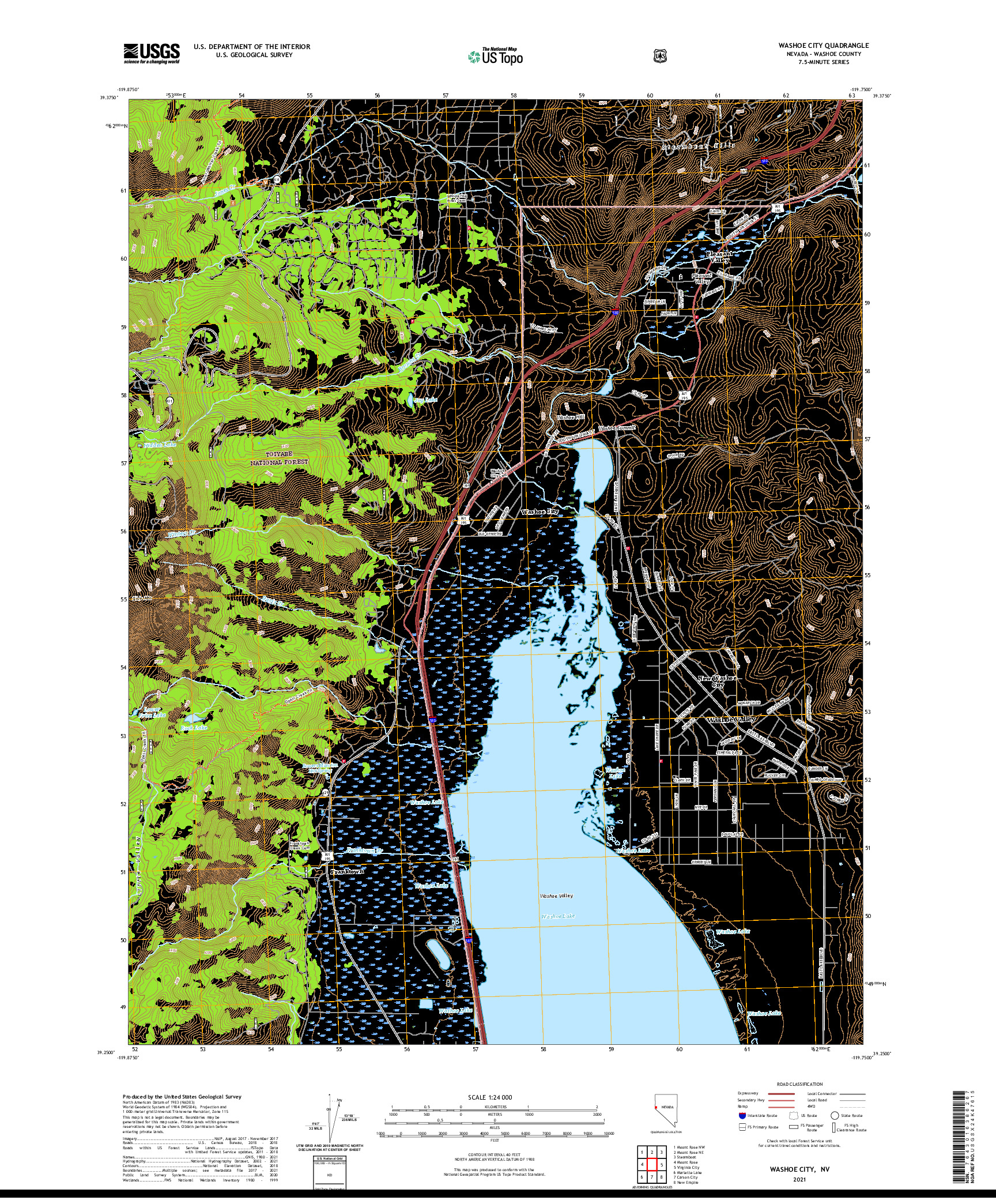 US TOPO 7.5-MINUTE MAP FOR WASHOE CITY, NV