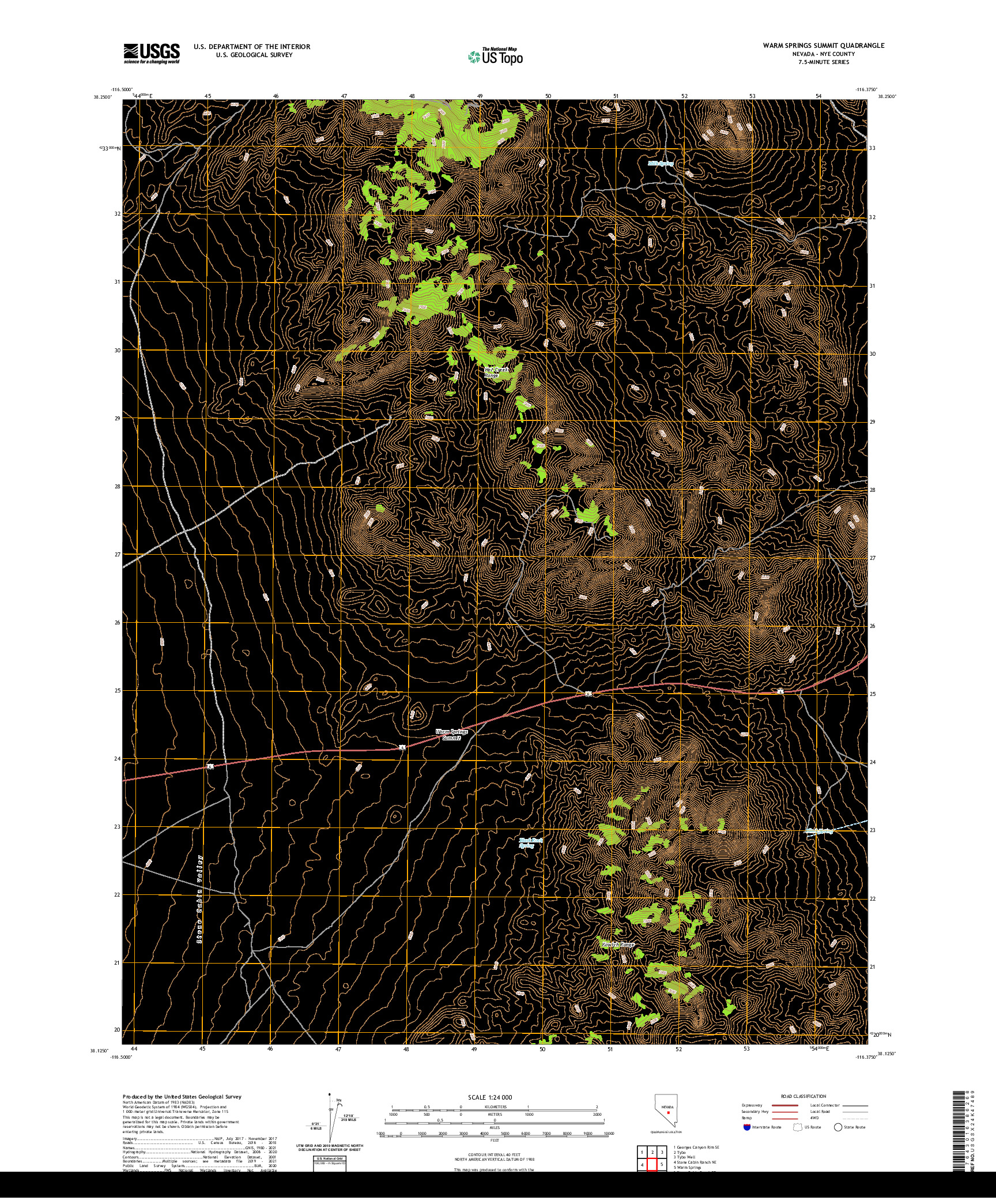 US TOPO 7.5-MINUTE MAP FOR WARM SPRINGS SUMMIT, NV