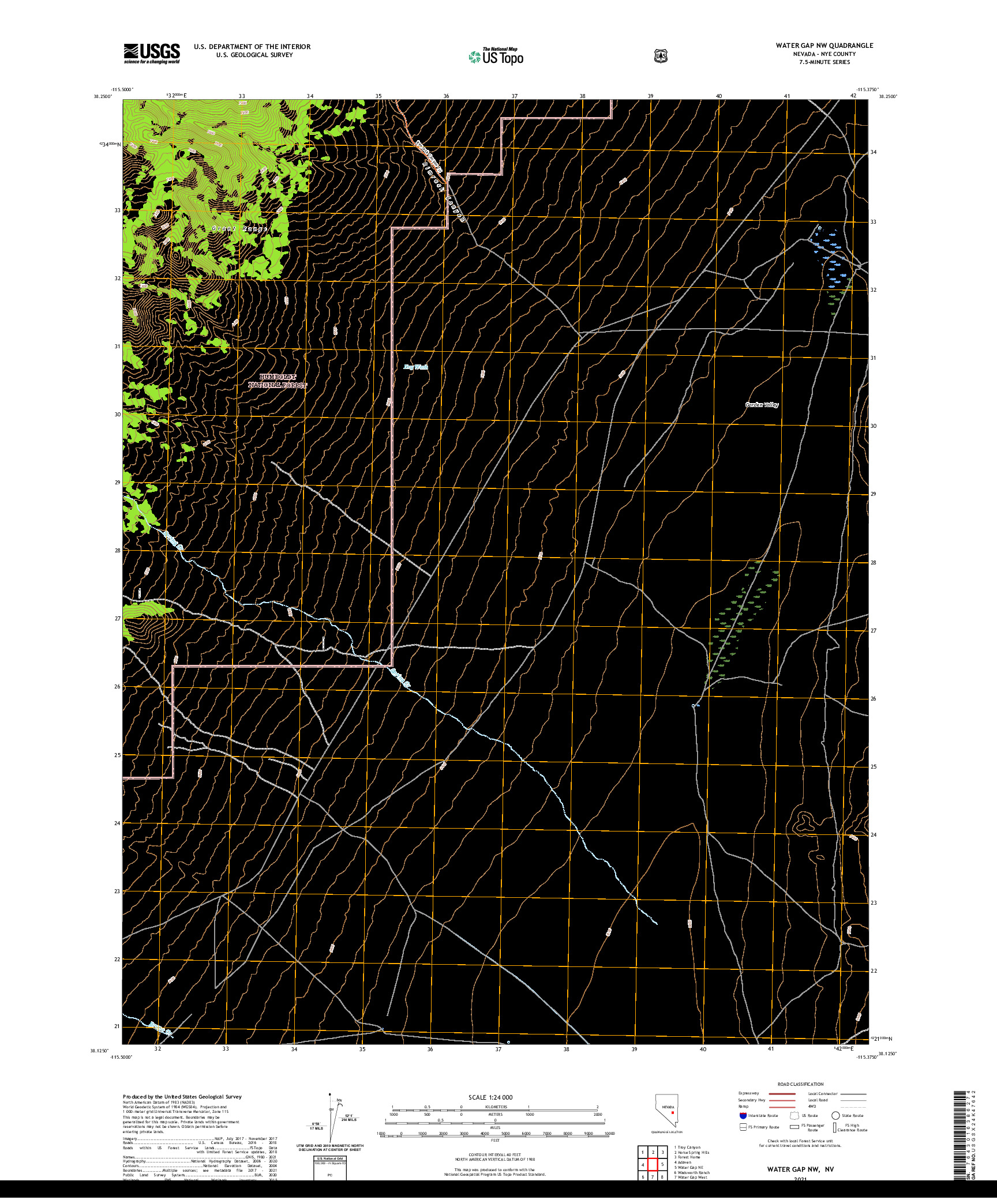 US TOPO 7.5-MINUTE MAP FOR WATER GAP NW, NV