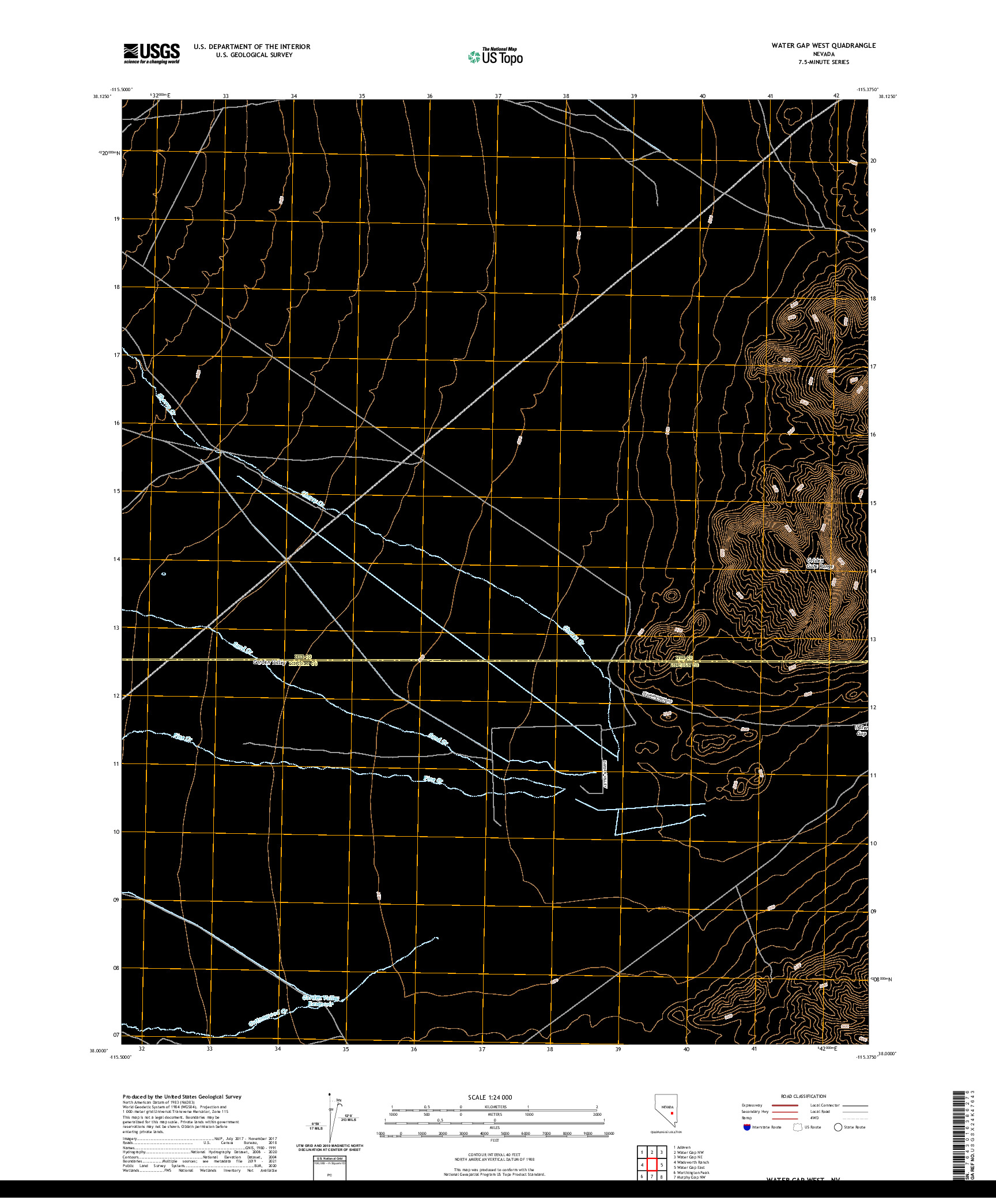 US TOPO 7.5-MINUTE MAP FOR WATER GAP WEST, NV