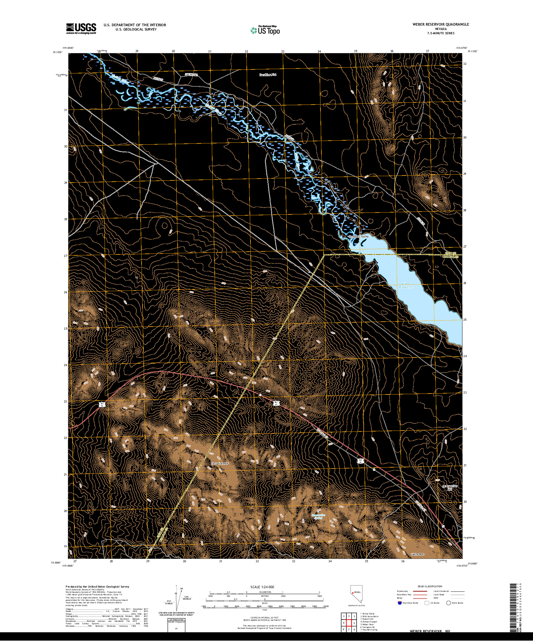 US TOPO 7.5-MINUTE MAP FOR WEBER RESERVOIR, NV