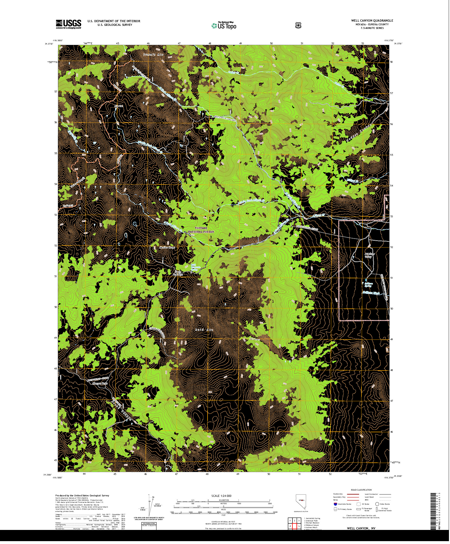 US TOPO 7.5-MINUTE MAP FOR WELL CANYON, NV