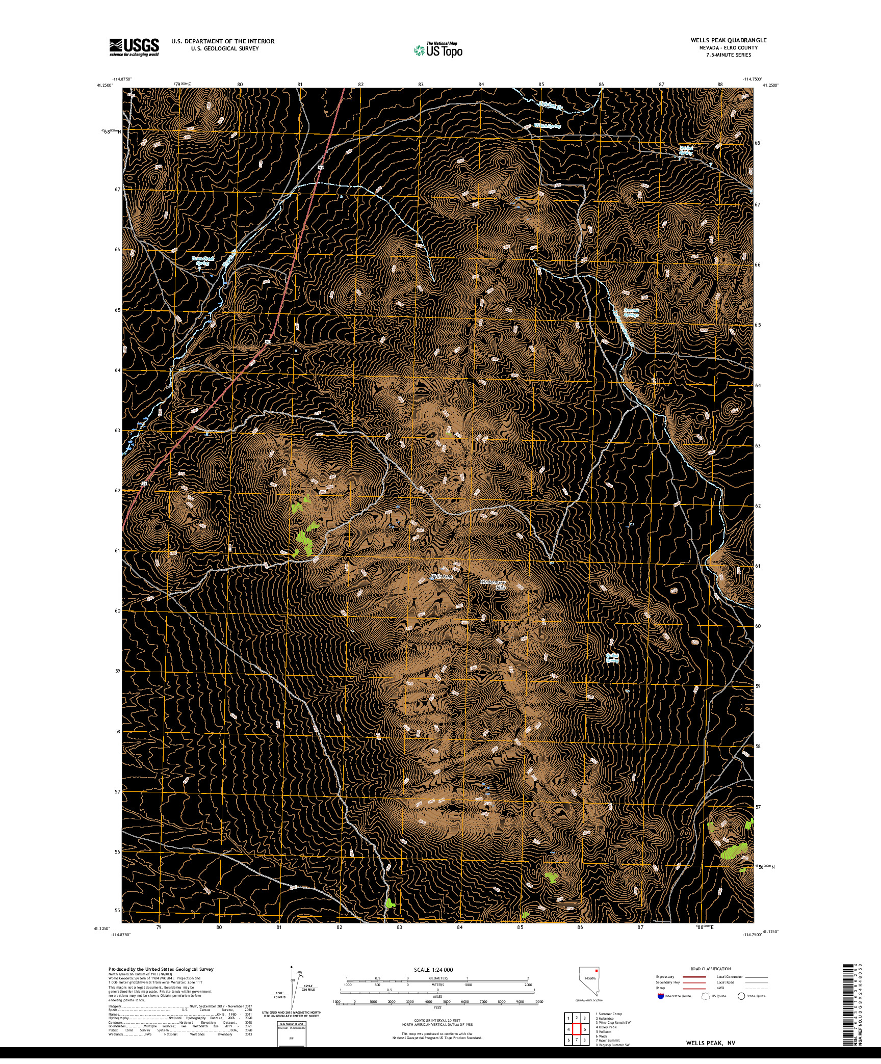 US TOPO 7.5-MINUTE MAP FOR WELLS PEAK, NV