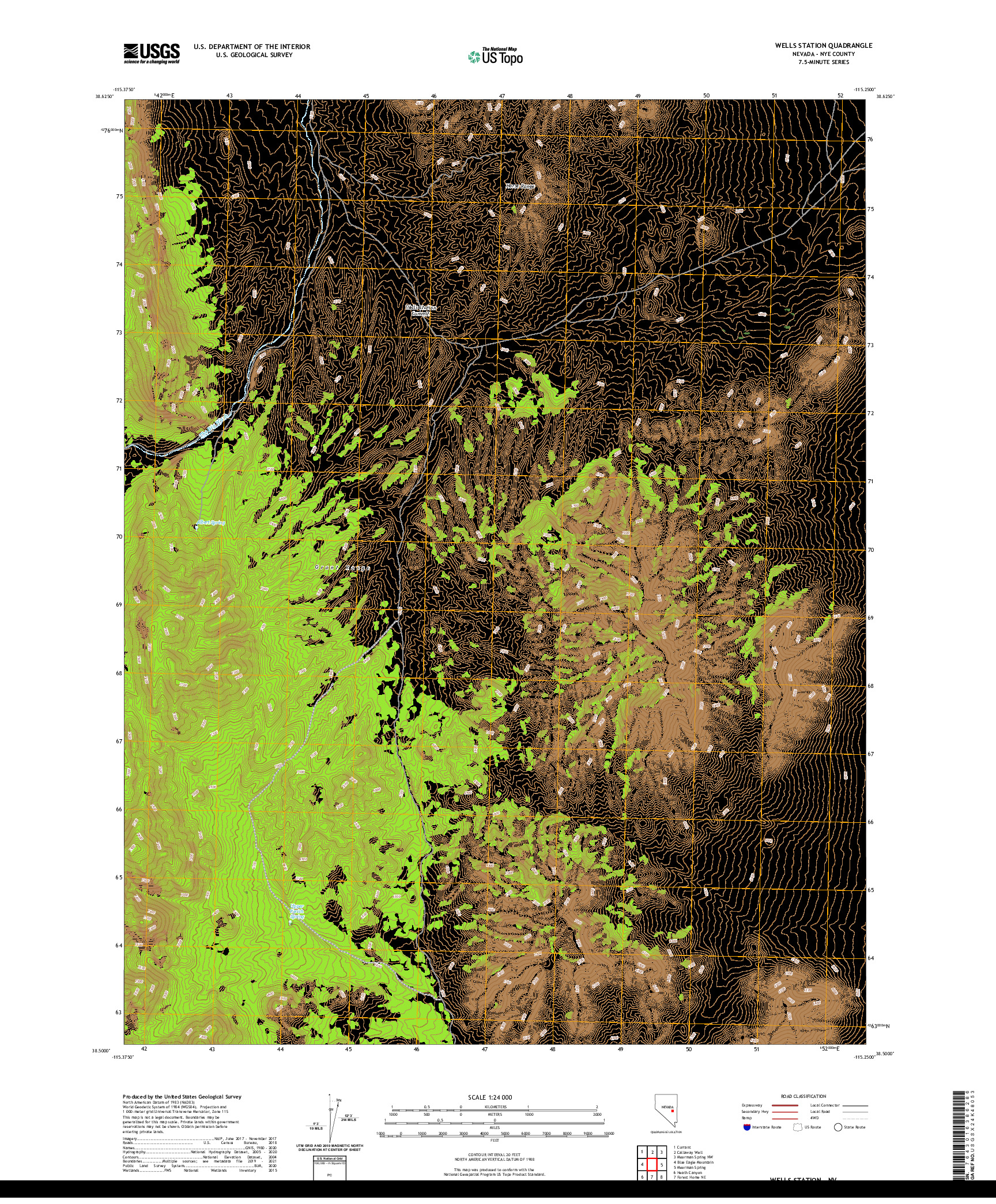 US TOPO 7.5-MINUTE MAP FOR WELLS STATION, NV