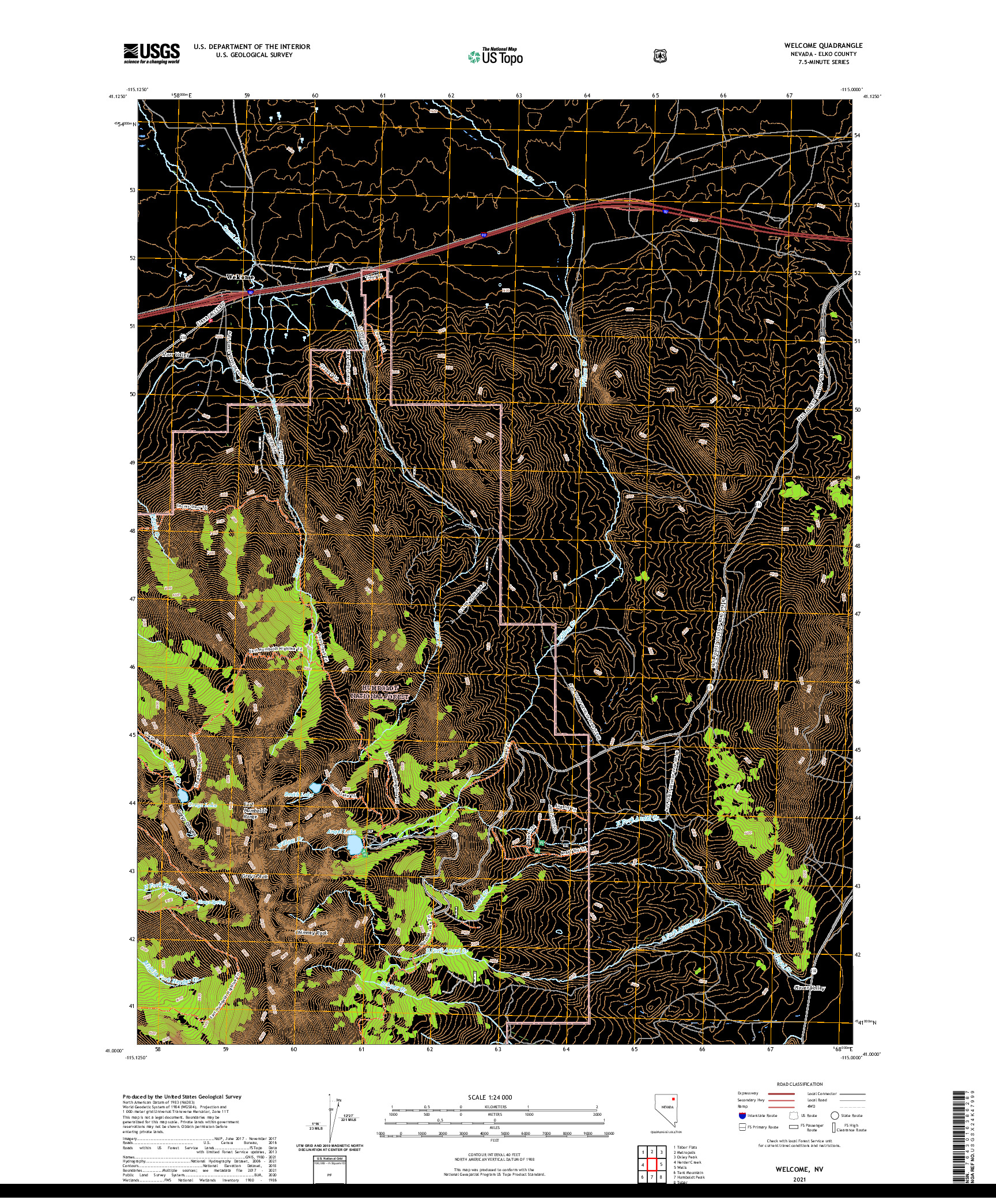 US TOPO 7.5-MINUTE MAP FOR WELCOME, NV