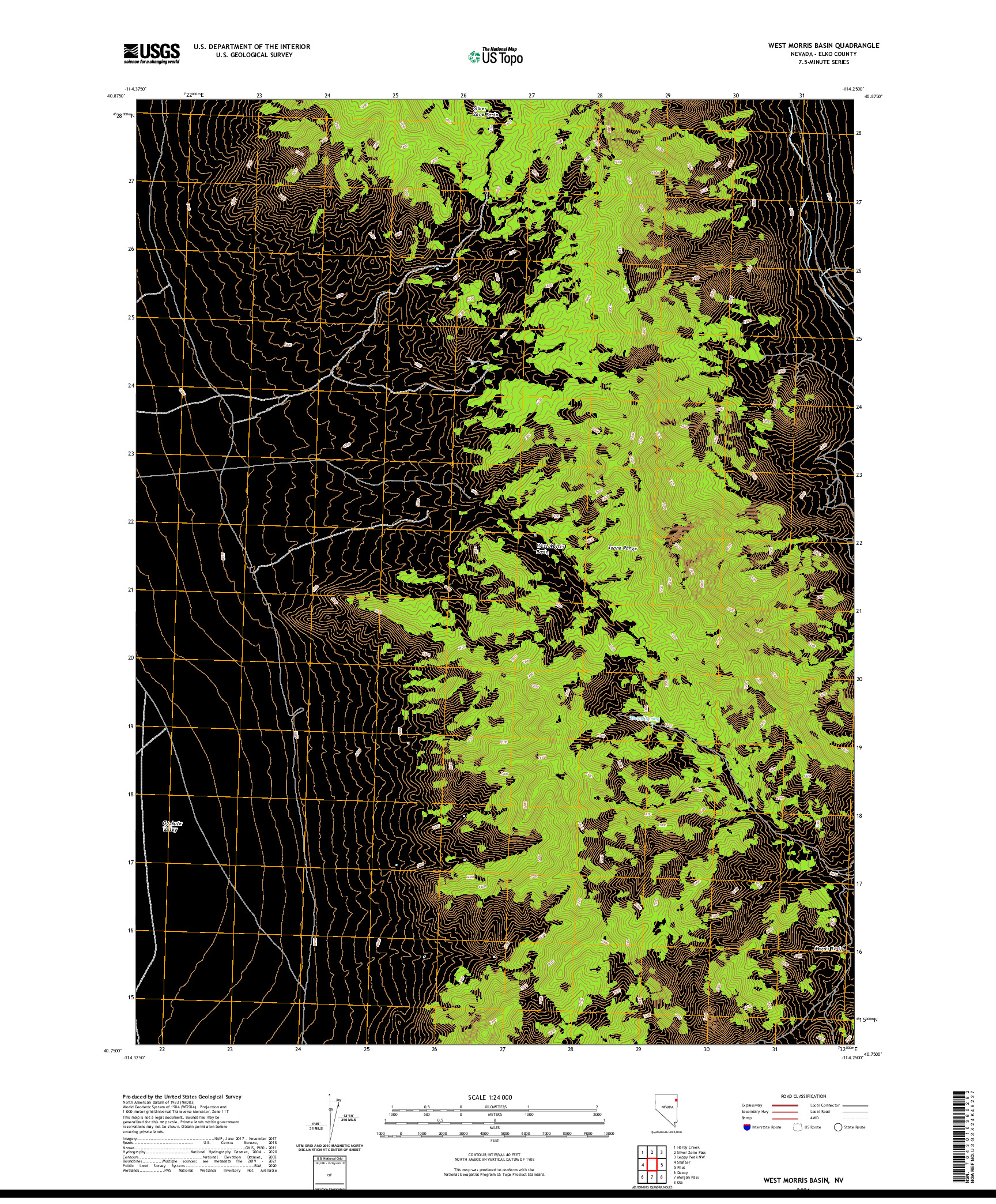 US TOPO 7.5-MINUTE MAP FOR WEST MORRIS BASIN, NV