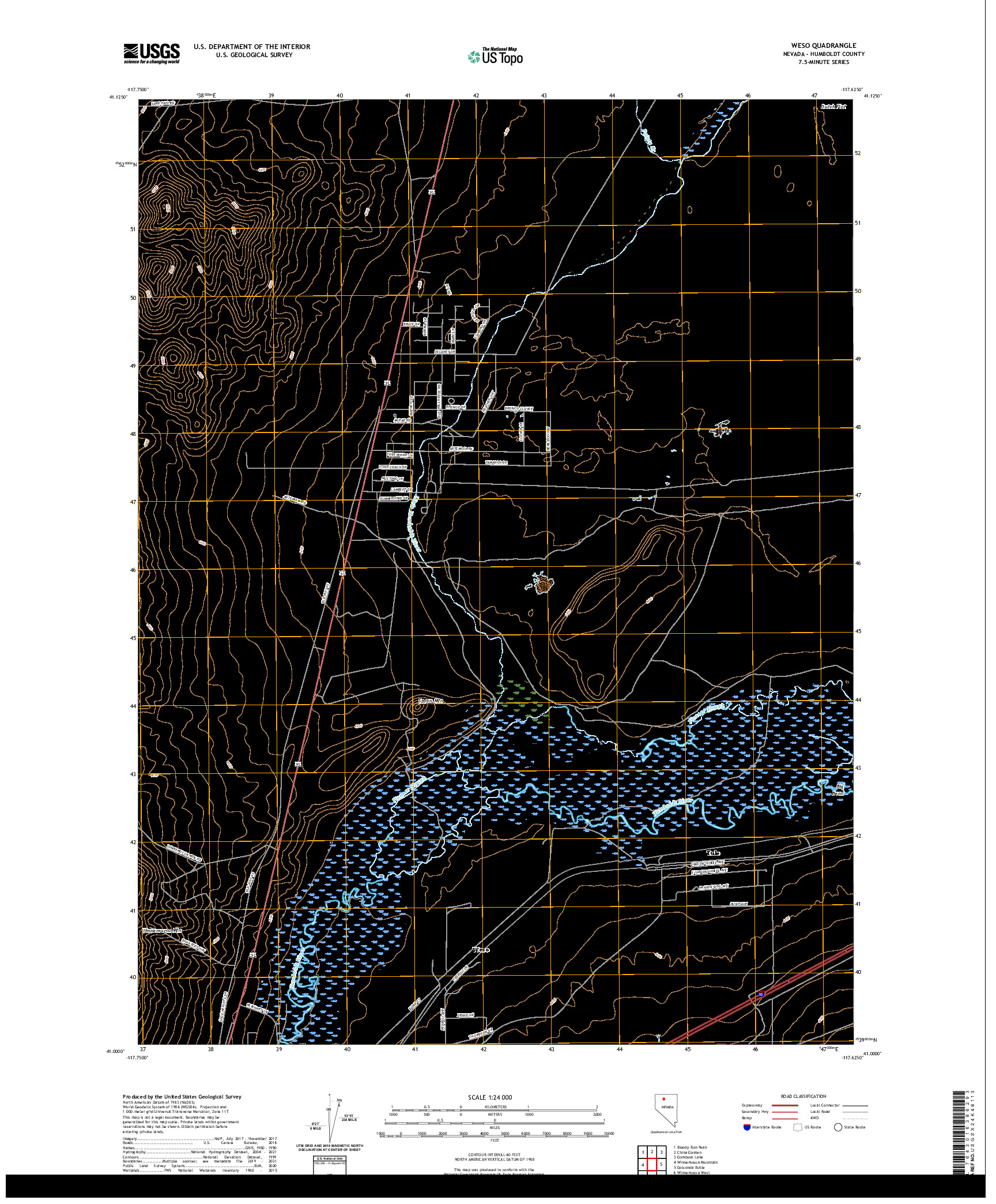 US TOPO 7.5-MINUTE MAP FOR WESO, NV