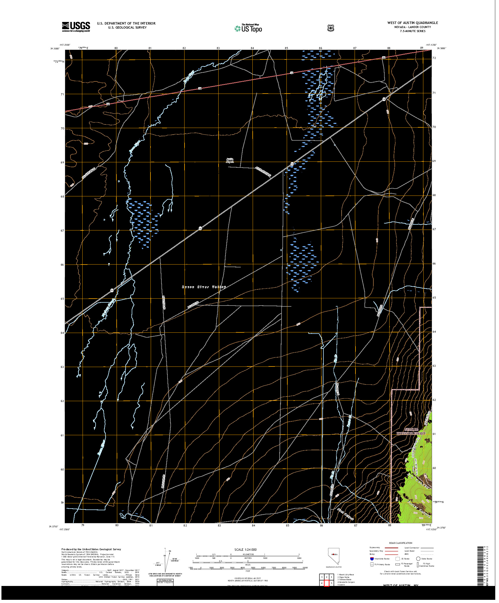 US TOPO 7.5-MINUTE MAP FOR WEST OF AUSTIN, NV