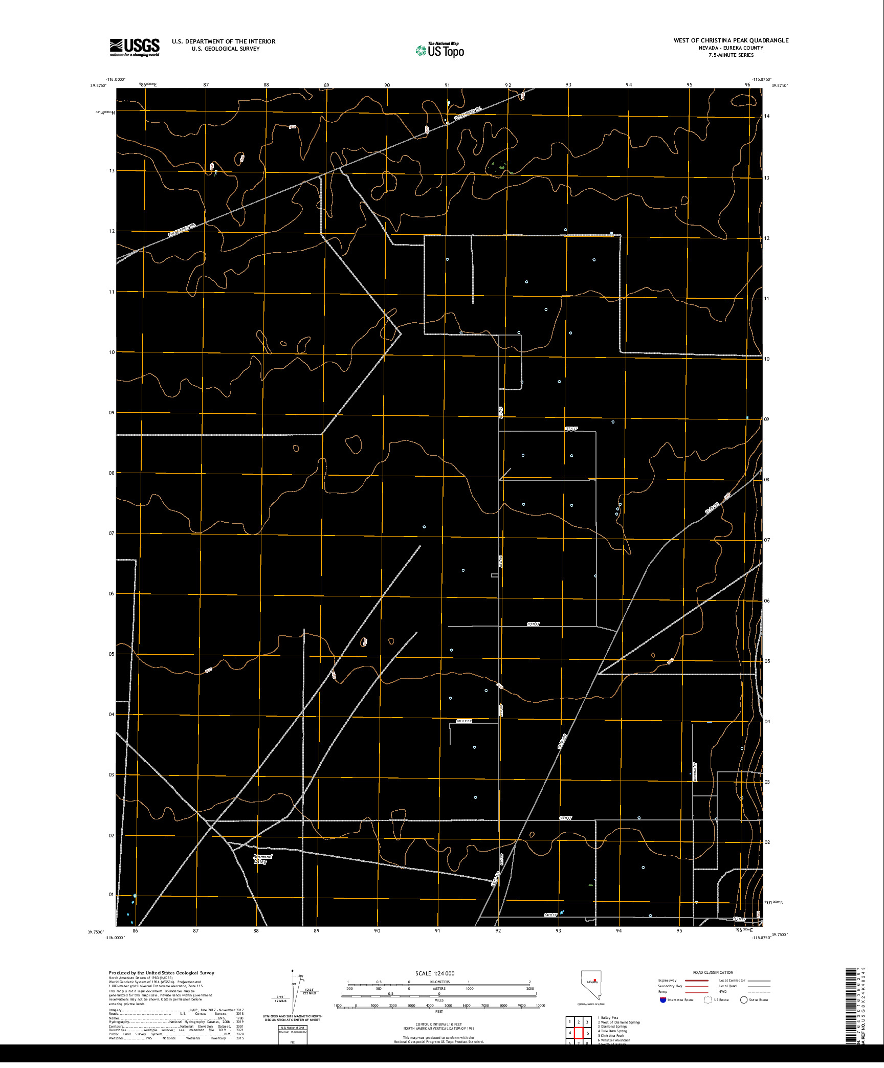 US TOPO 7.5-MINUTE MAP FOR WEST OF CHRISTINA PEAK, NV