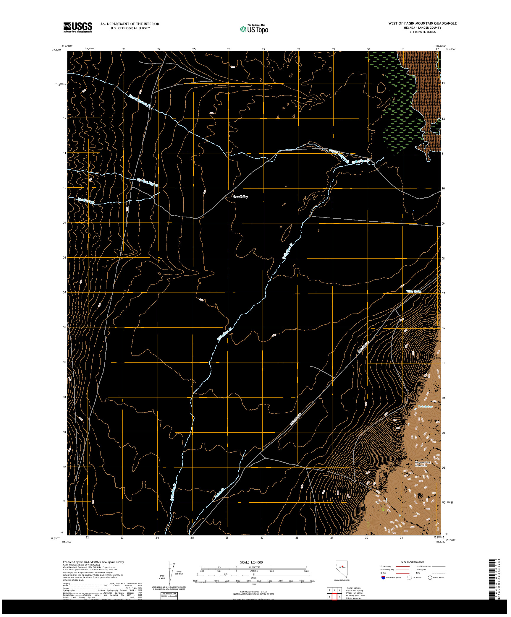 US TOPO 7.5-MINUTE MAP FOR WEST OF FAGIN MOUNTAIN, NV