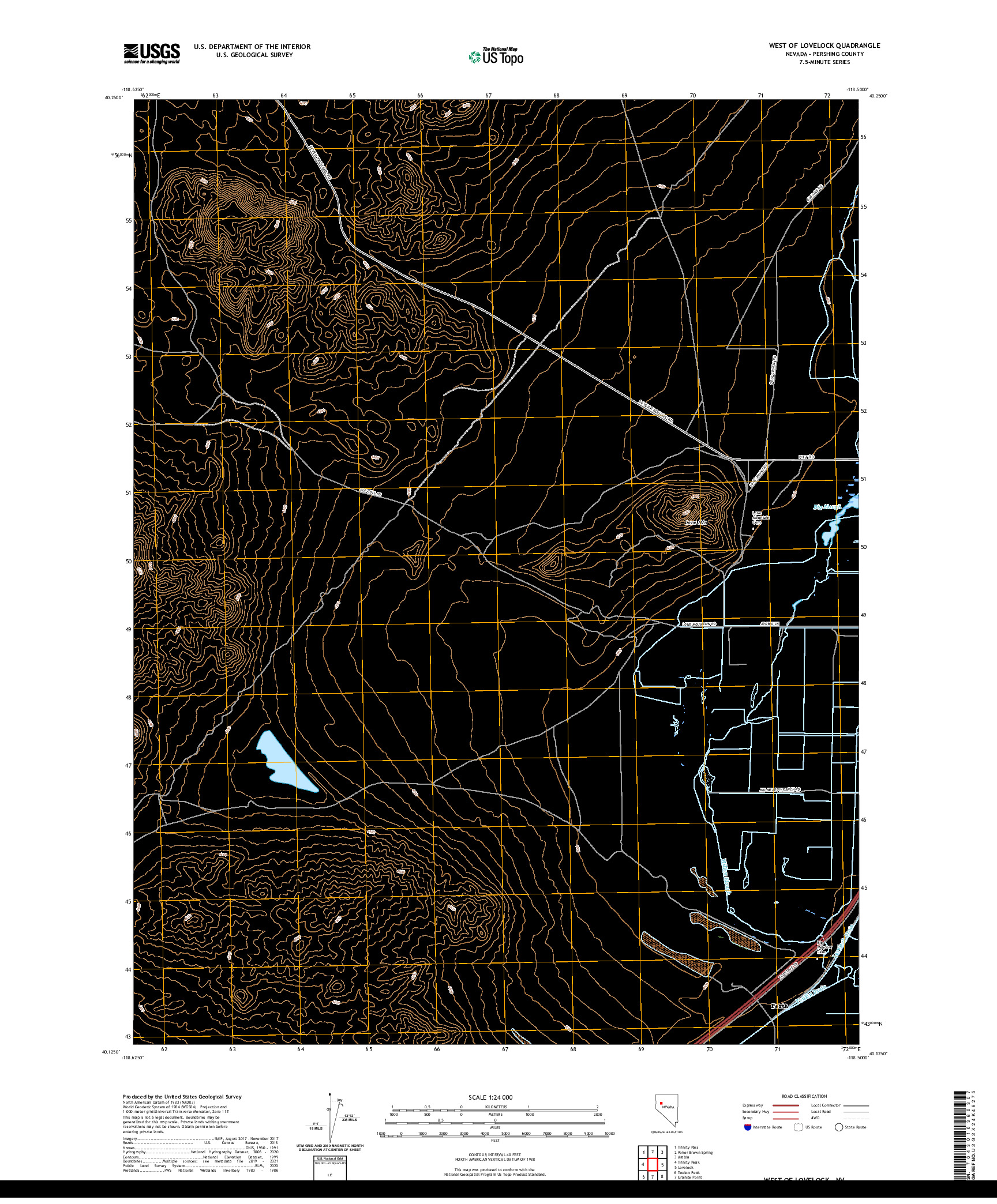 US TOPO 7.5-MINUTE MAP FOR WEST OF LOVELOCK, NV