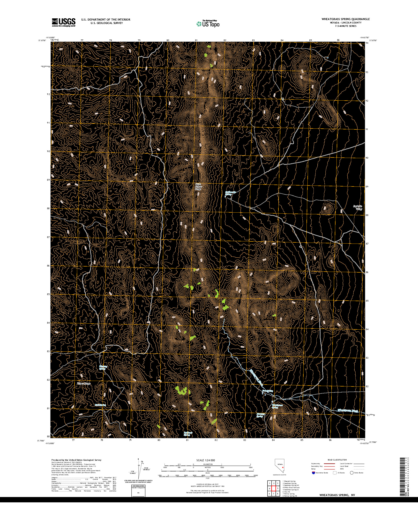 US TOPO 7.5-MINUTE MAP FOR WHEATGRASS SPRING, NV