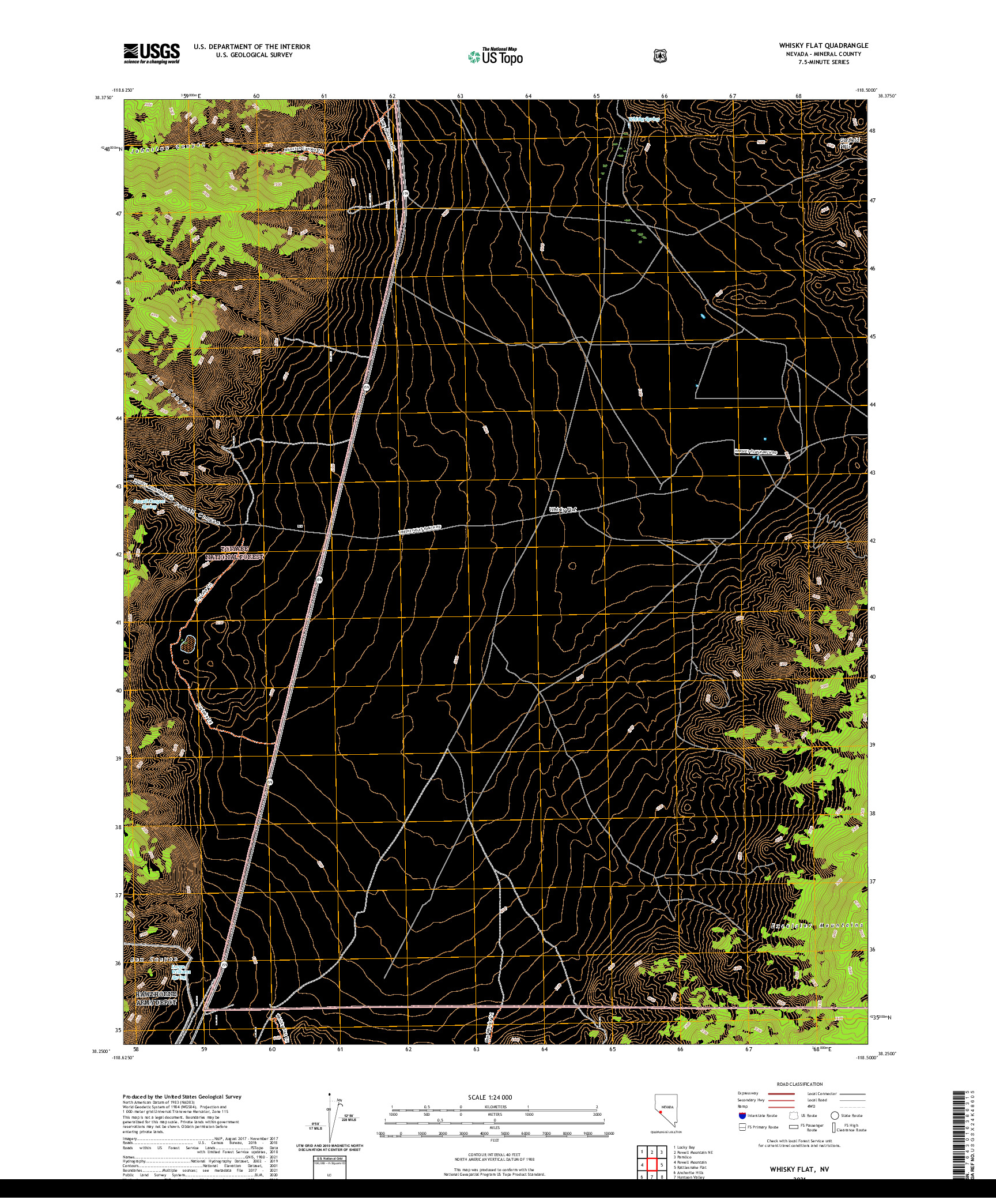 US TOPO 7.5-MINUTE MAP FOR WHISKY FLAT, NV