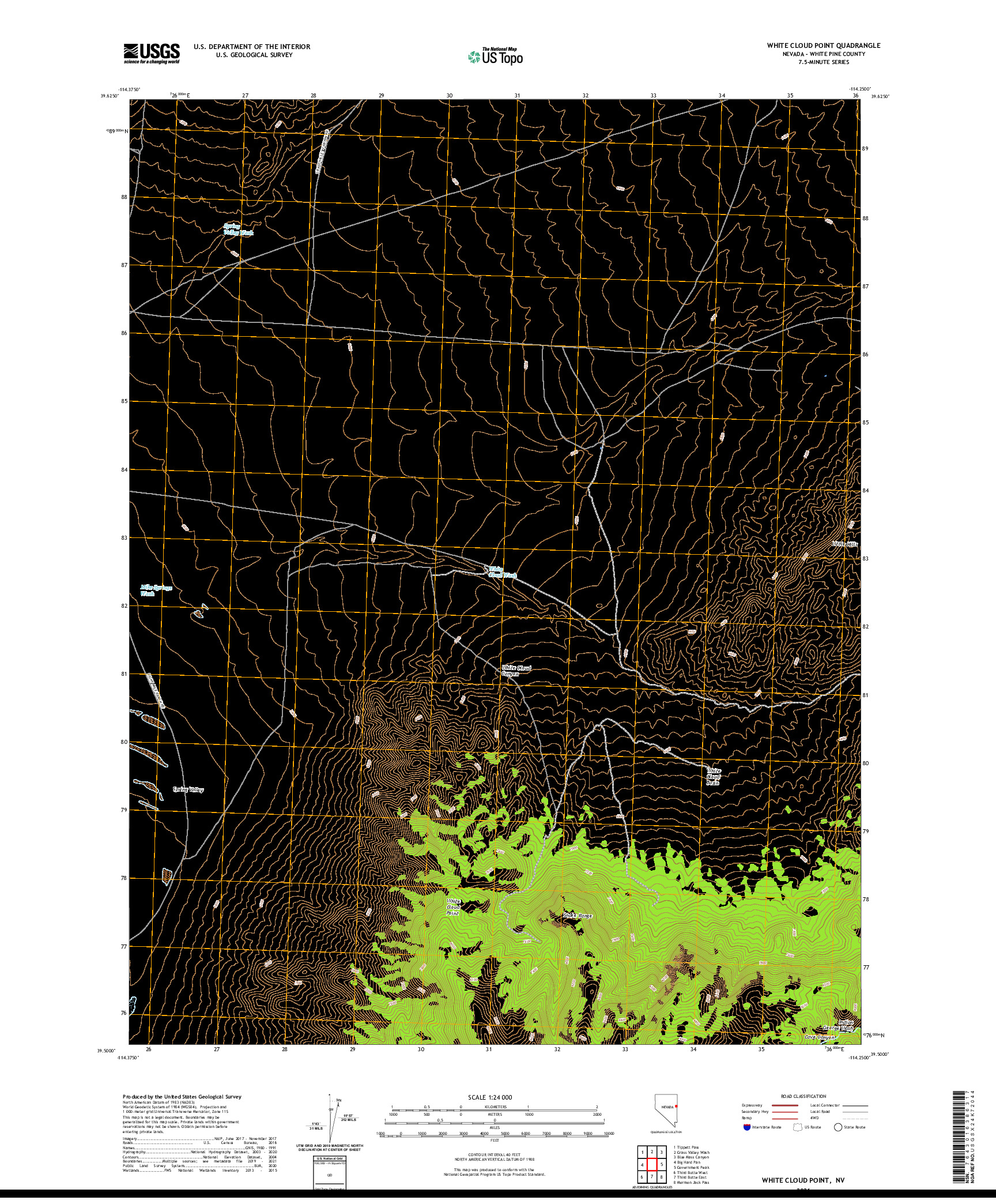 US TOPO 7.5-MINUTE MAP FOR WHITE CLOUD POINT, NV