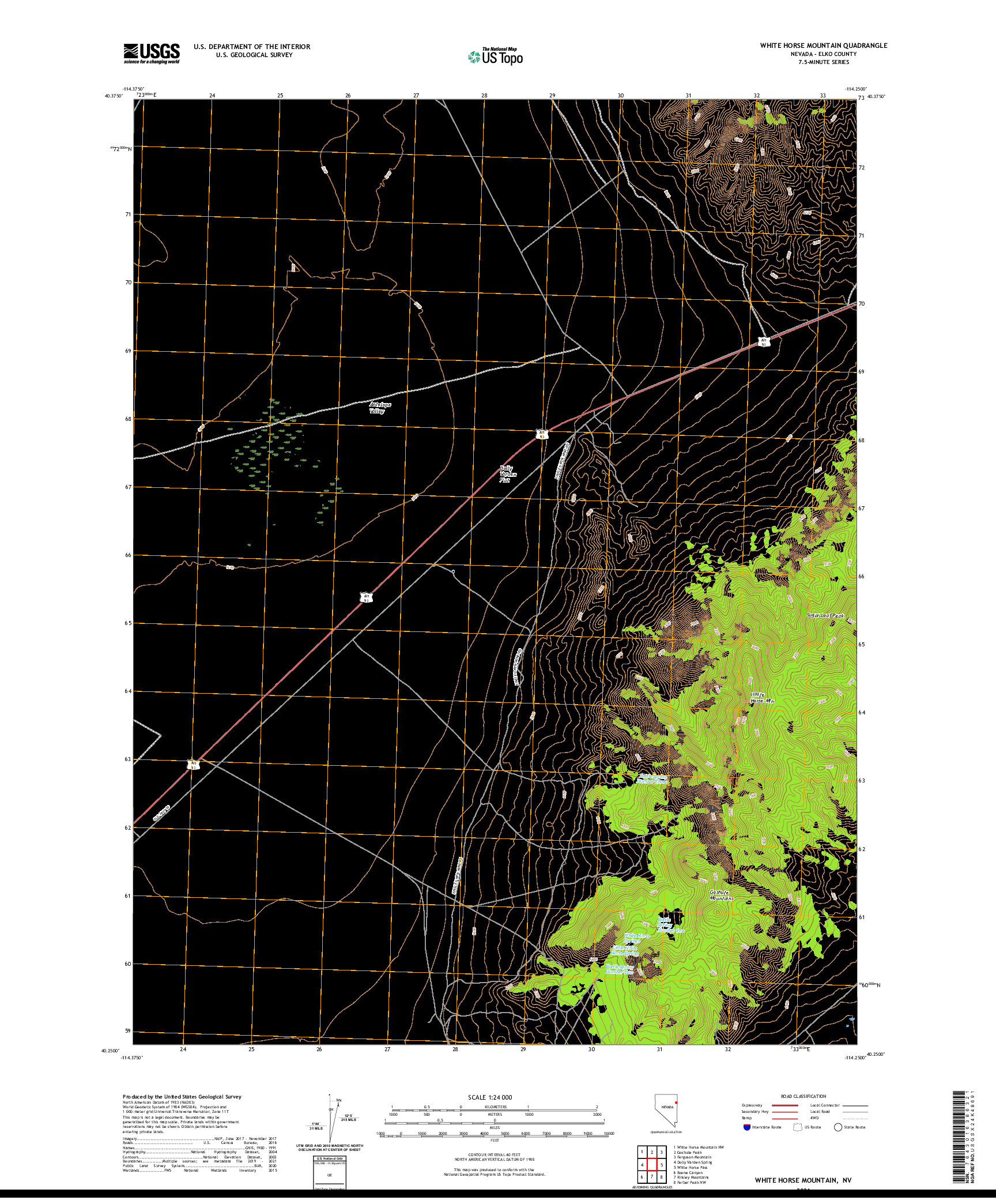 US TOPO 7.5-MINUTE MAP FOR WHITE HORSE MOUNTAIN, NV