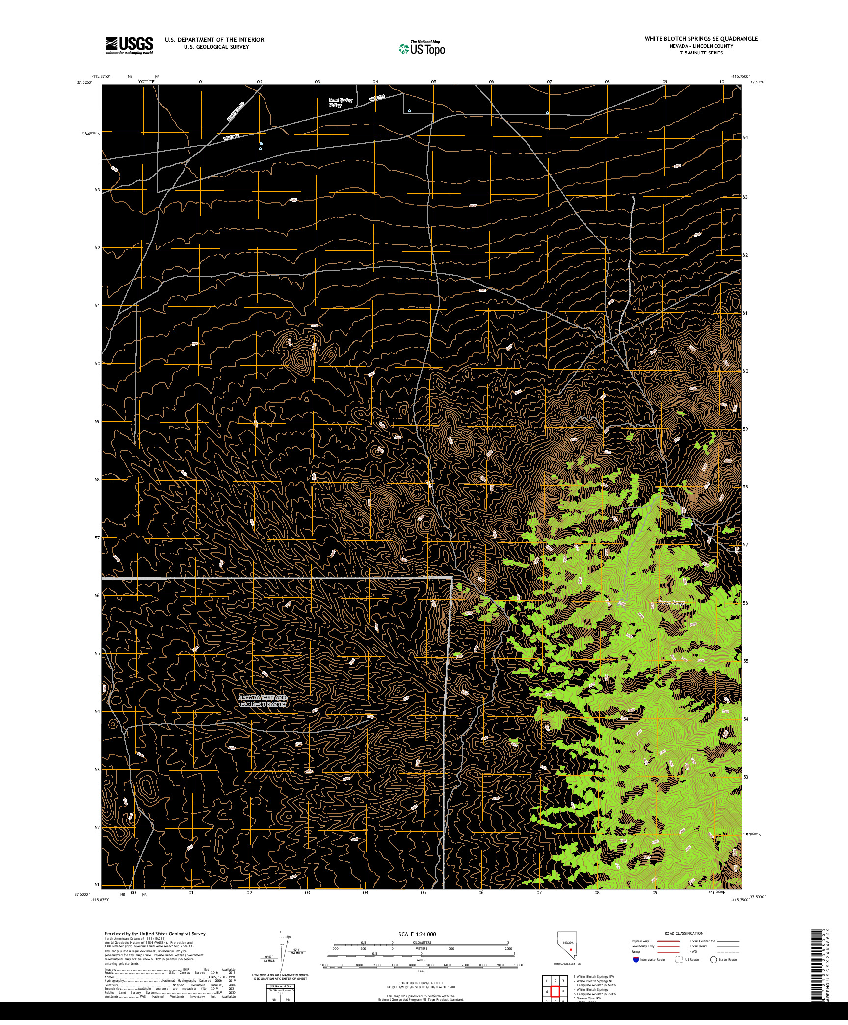 US TOPO 7.5-MINUTE MAP FOR WHITE BLOTCH SPRINGS SE, NV