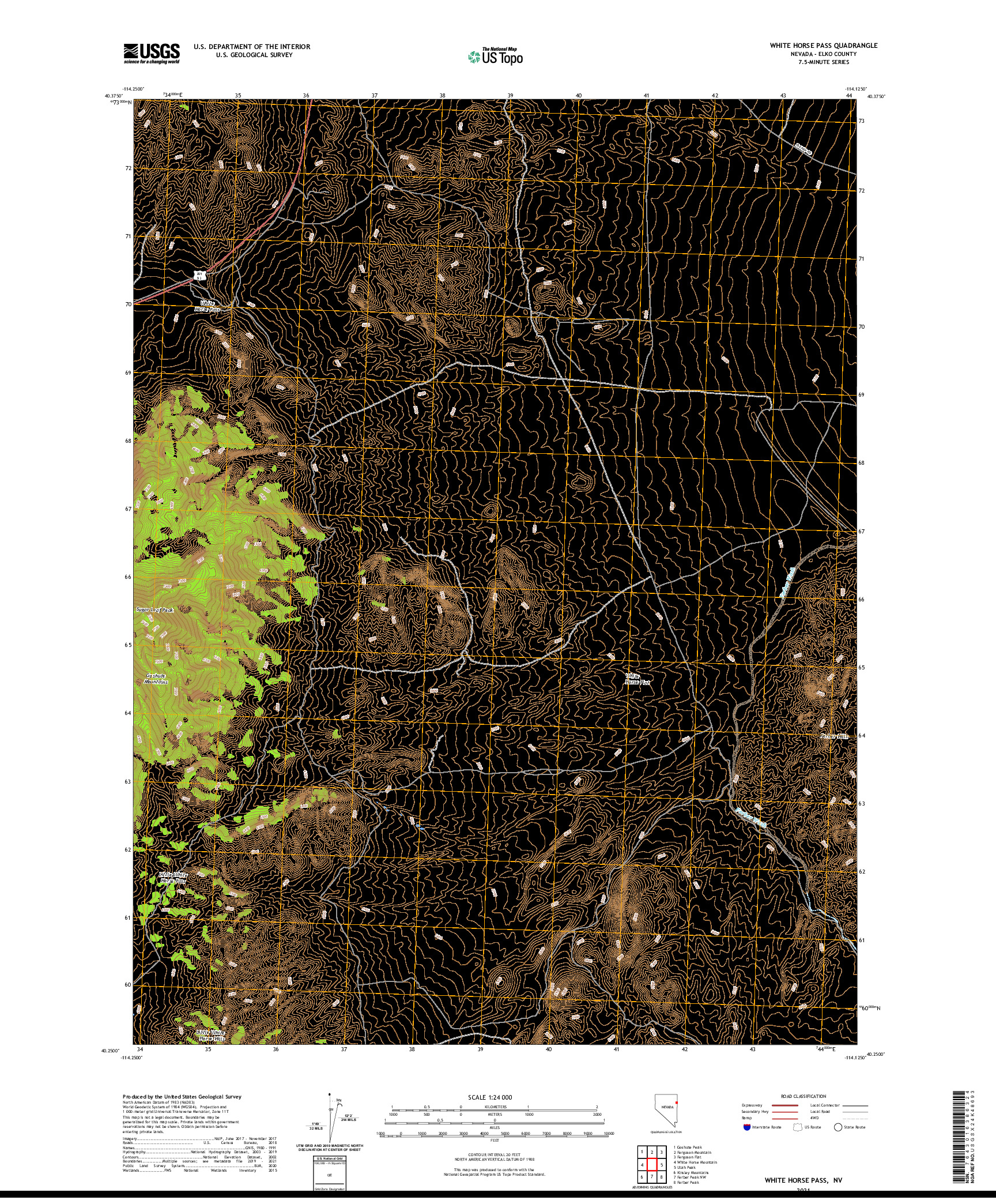 US TOPO 7.5-MINUTE MAP FOR WHITE HORSE PASS, NV