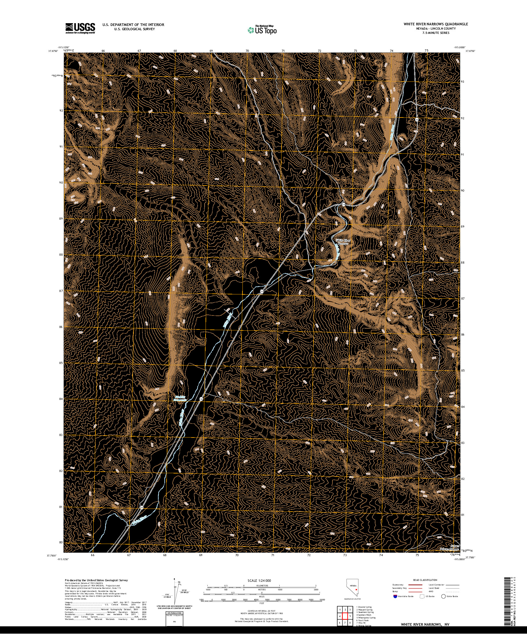 US TOPO 7.5-MINUTE MAP FOR WHITE RIVER NARROWS, NV