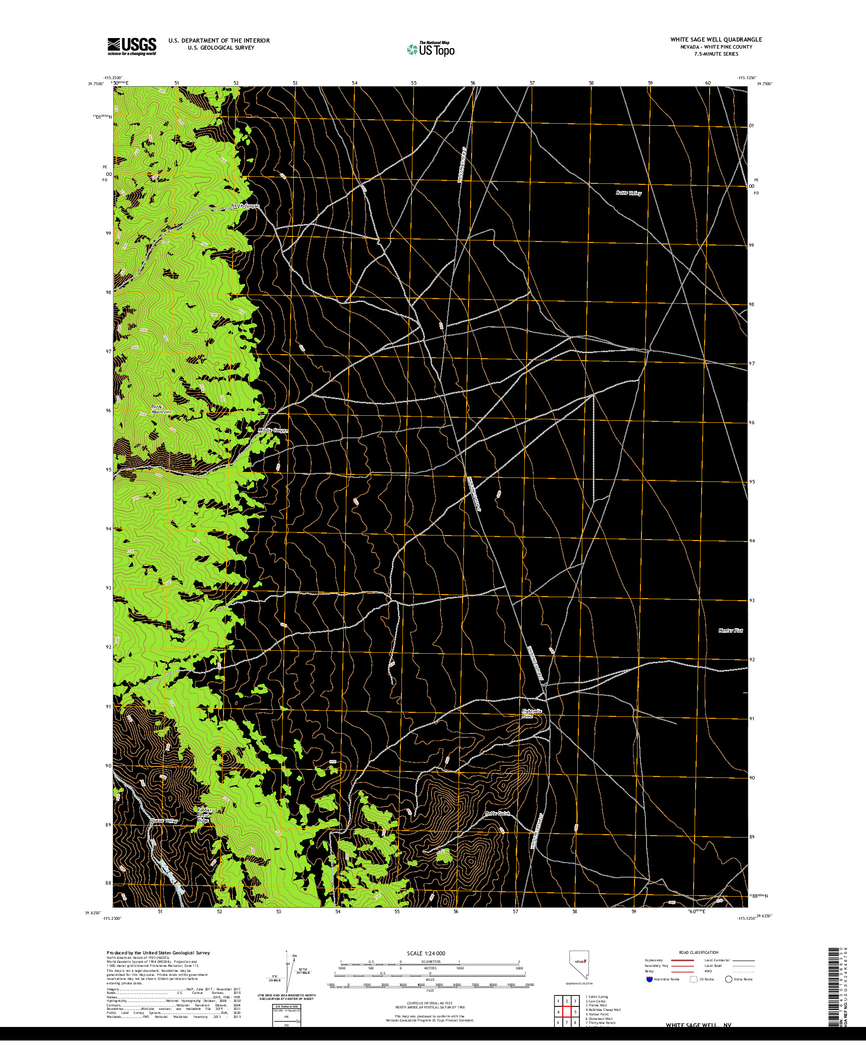 US TOPO 7.5-MINUTE MAP FOR WHITE SAGE WELL, NV