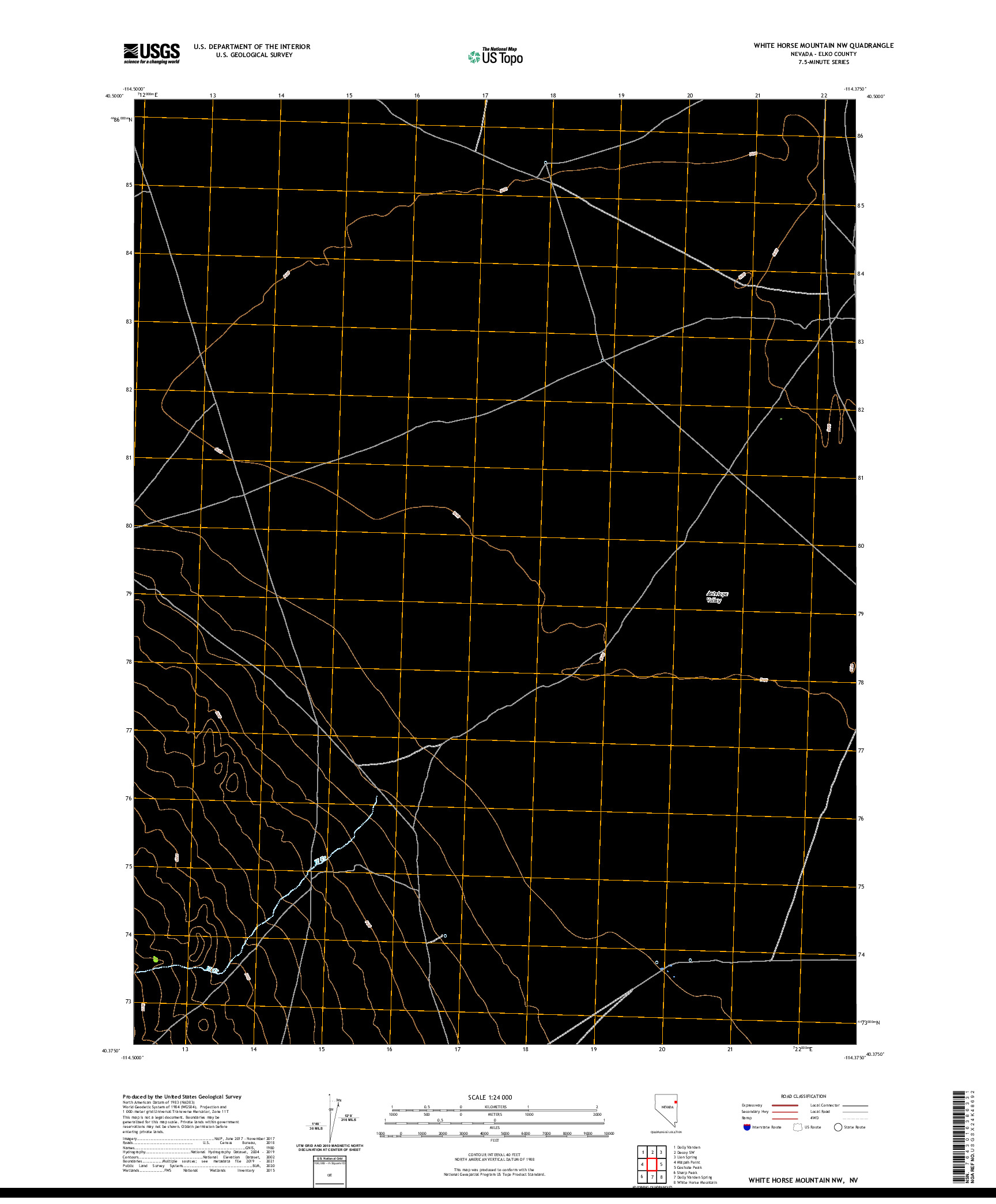 US TOPO 7.5-MINUTE MAP FOR WHITE HORSE MOUNTAIN NW, NV