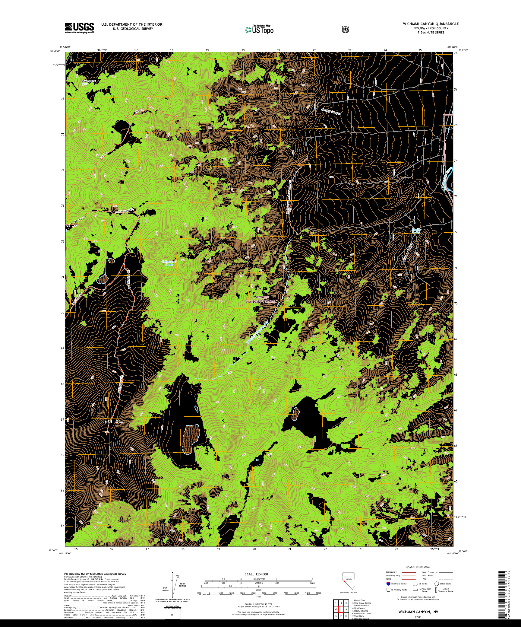 US TOPO 7.5-MINUTE MAP FOR WICHMAN CANYON, NV